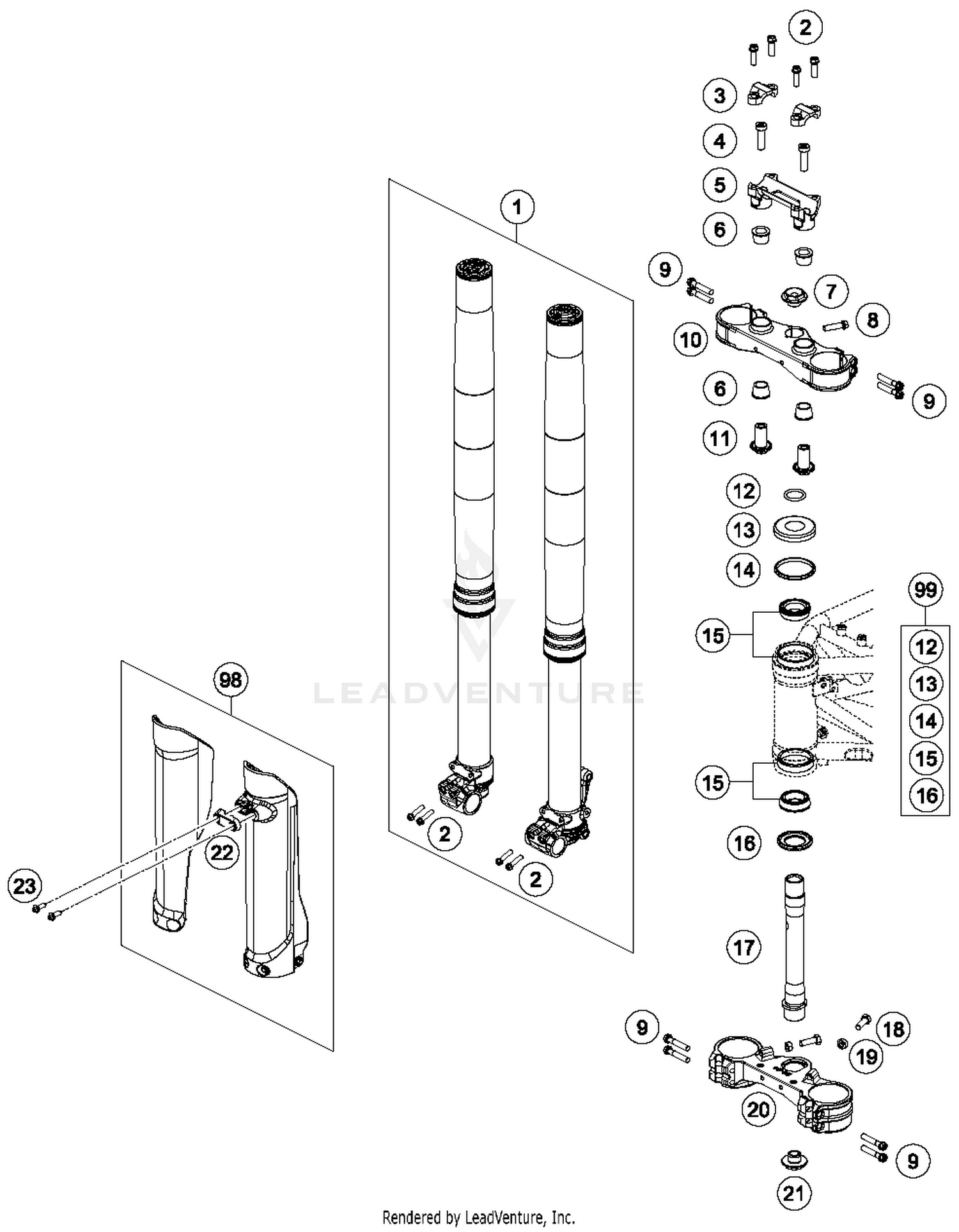 Front Fork, Triple Clamp