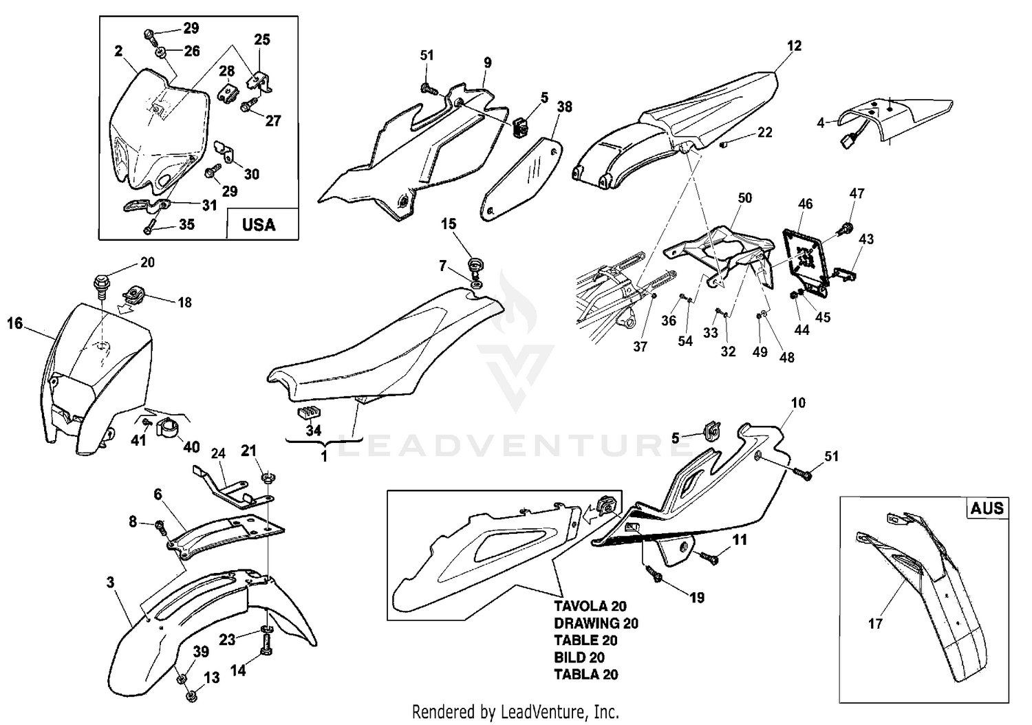 Panel, Fenders, Seat
