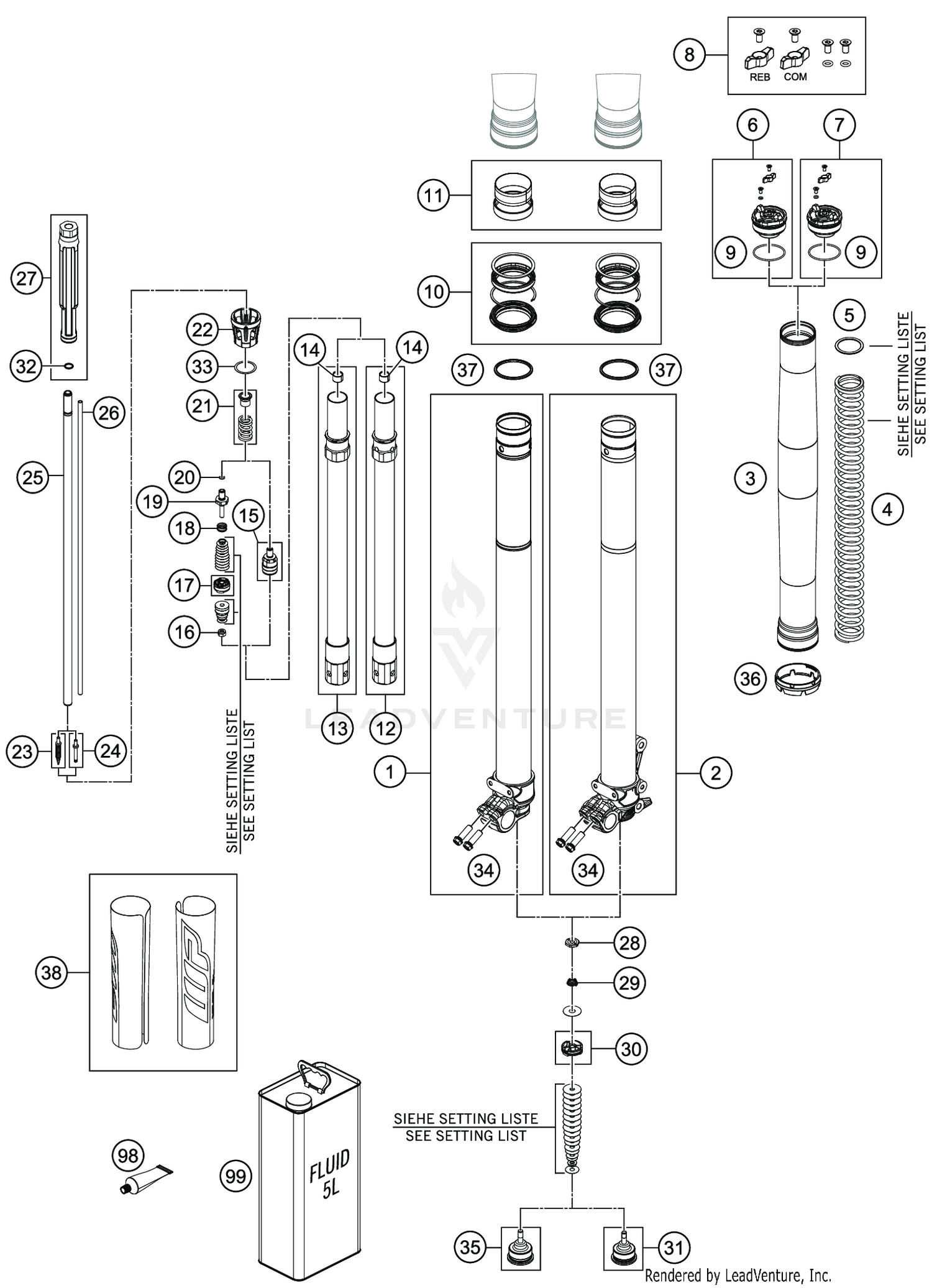 FRONT FORK DISASSEMBLED