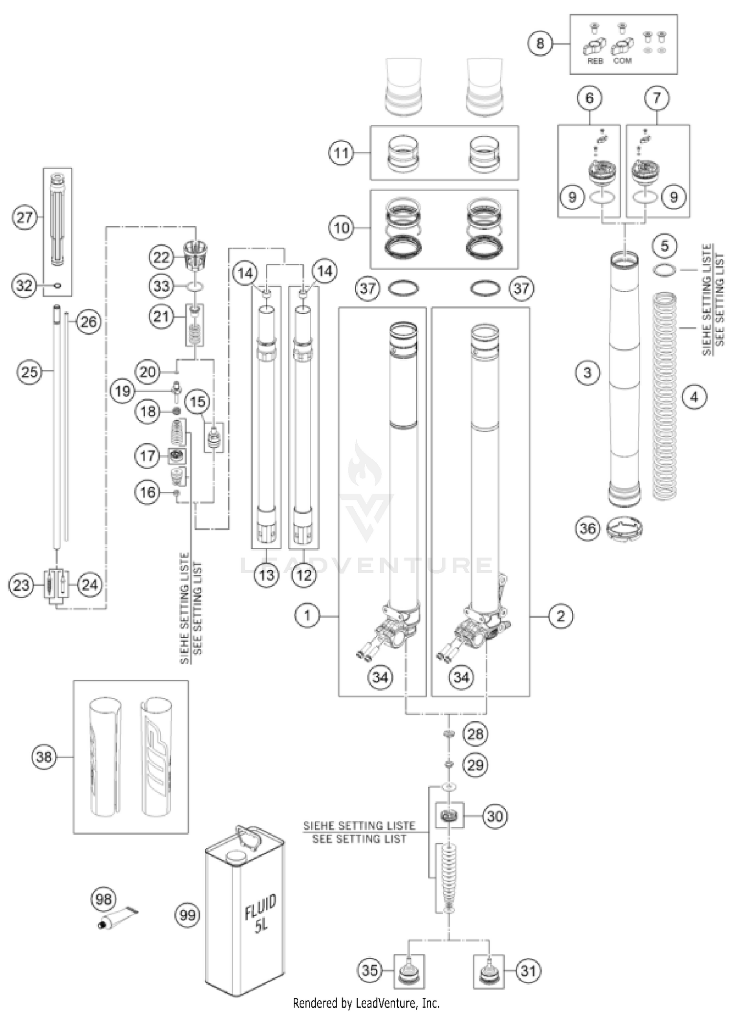FRONT FORK DISASSEMBLED