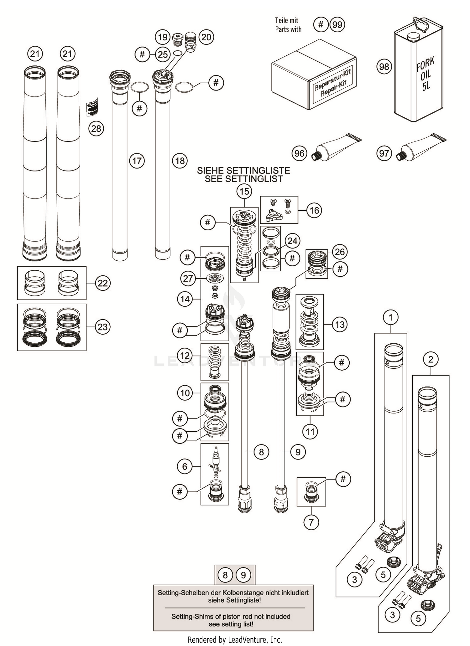 FRONT FORK DISASSEMBLED
