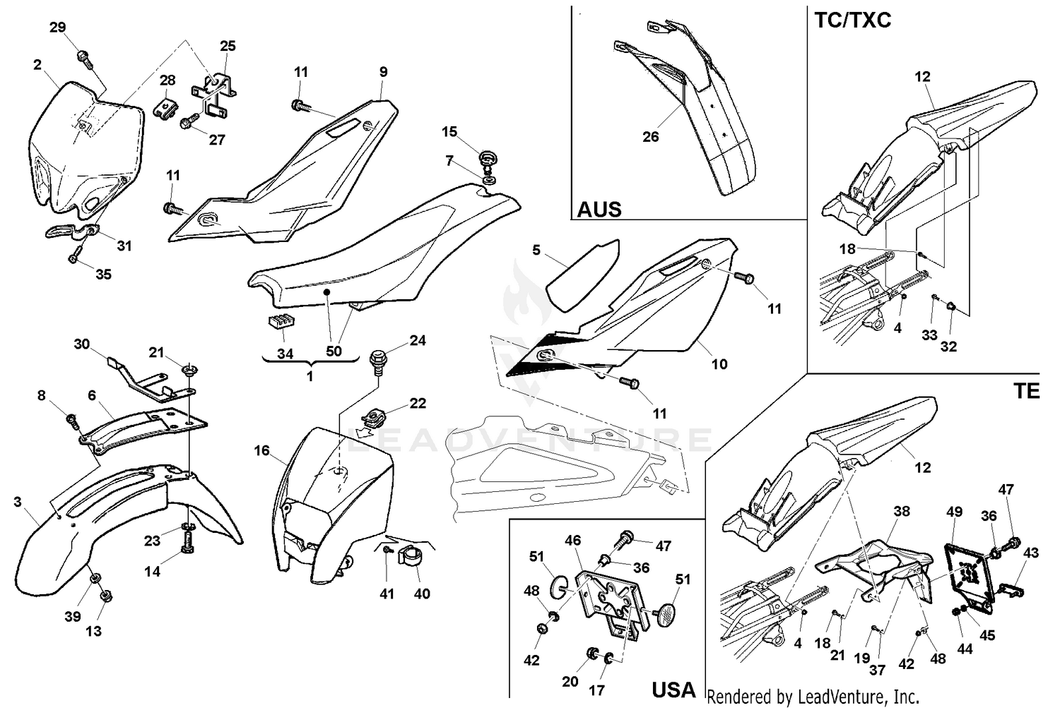 Panel, Fenders, Seat