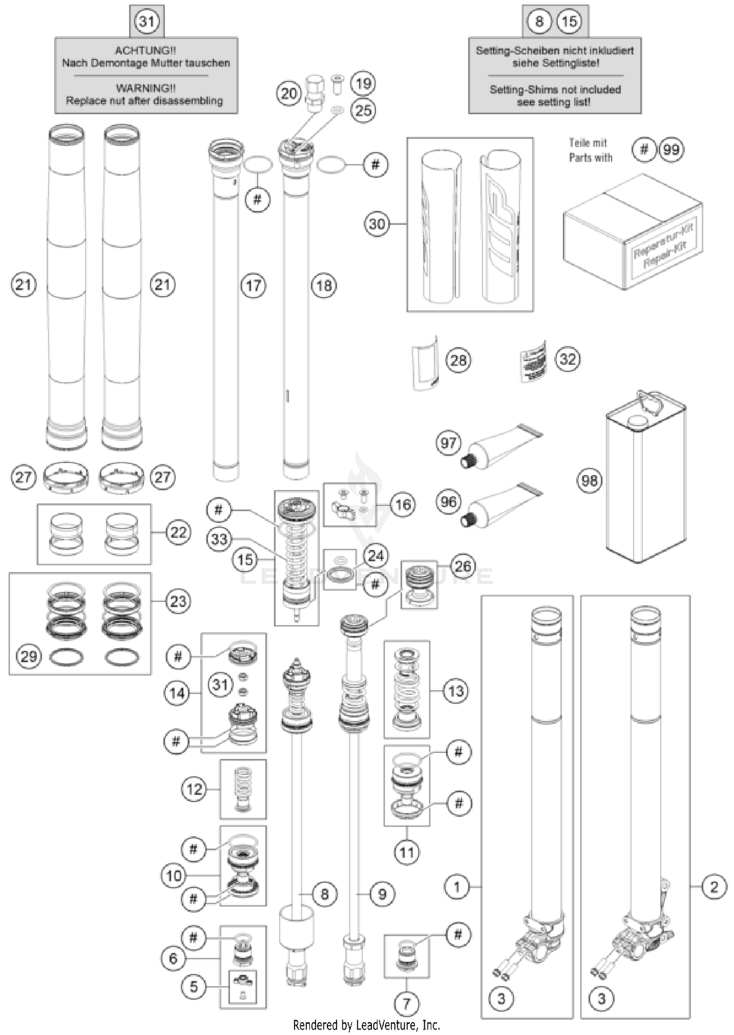 FRONT FORK DISASSEMBLED
