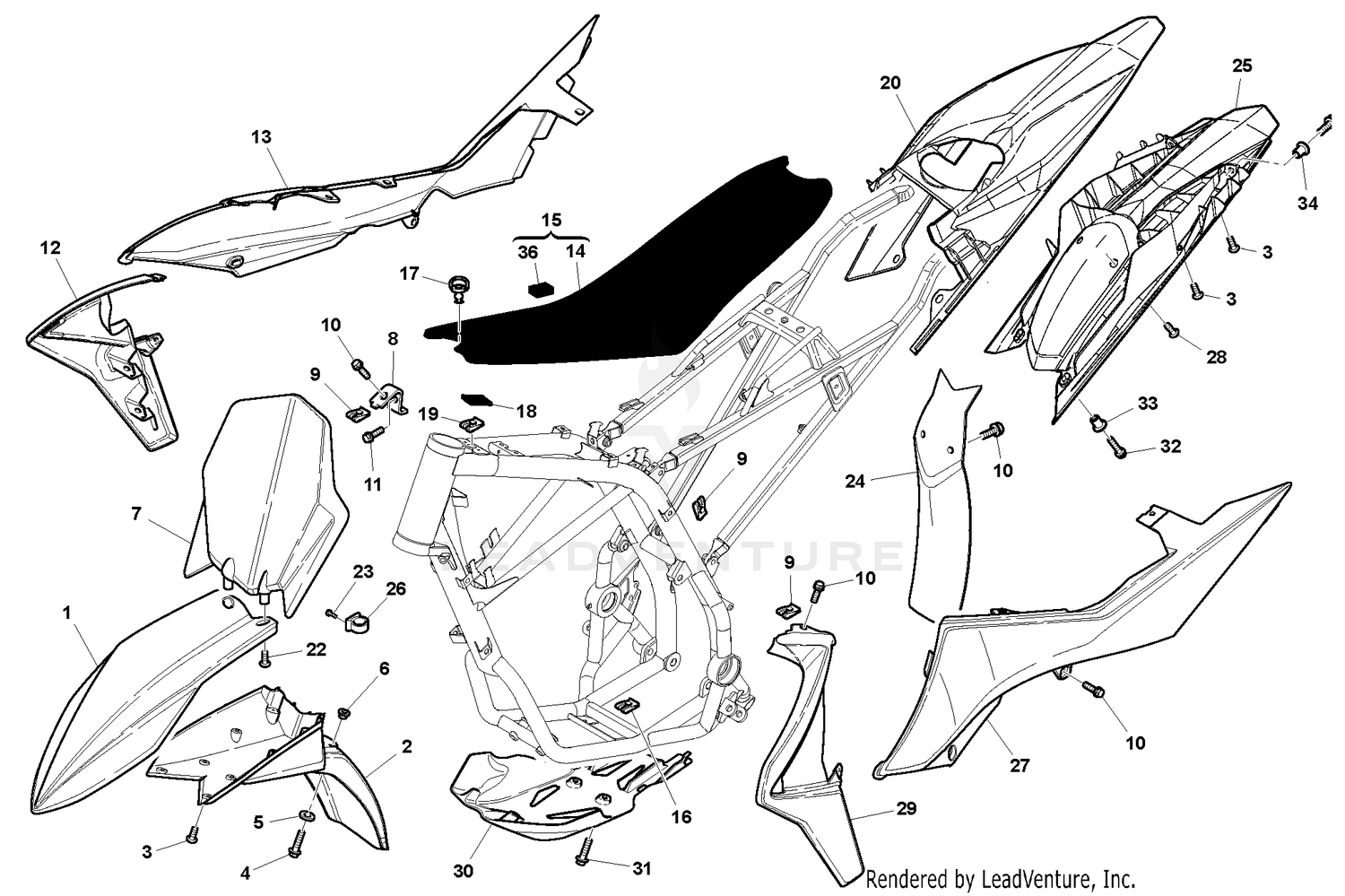 Panel, Fenders, Seat