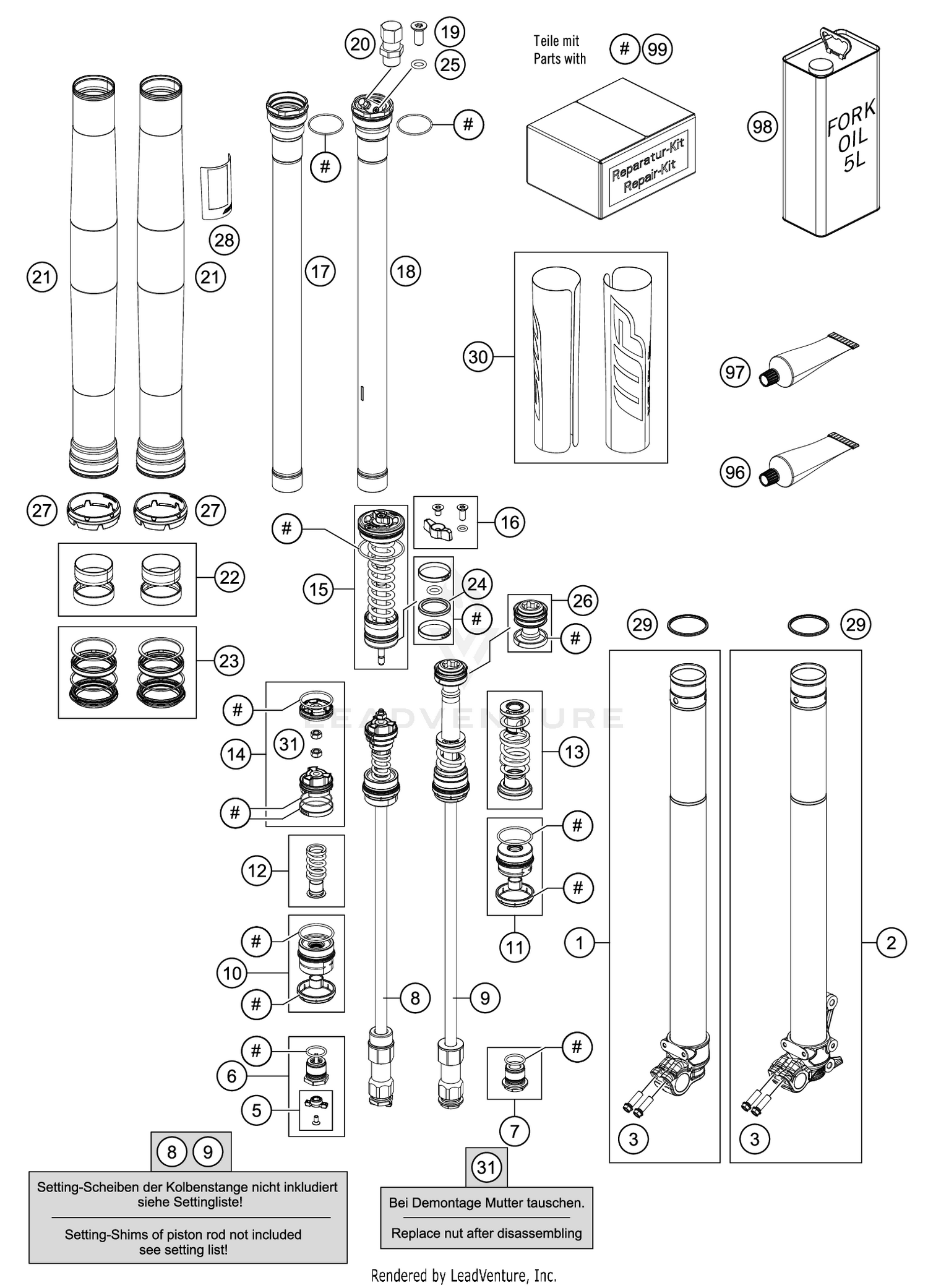 FRONT FORK DISASSEMBLED