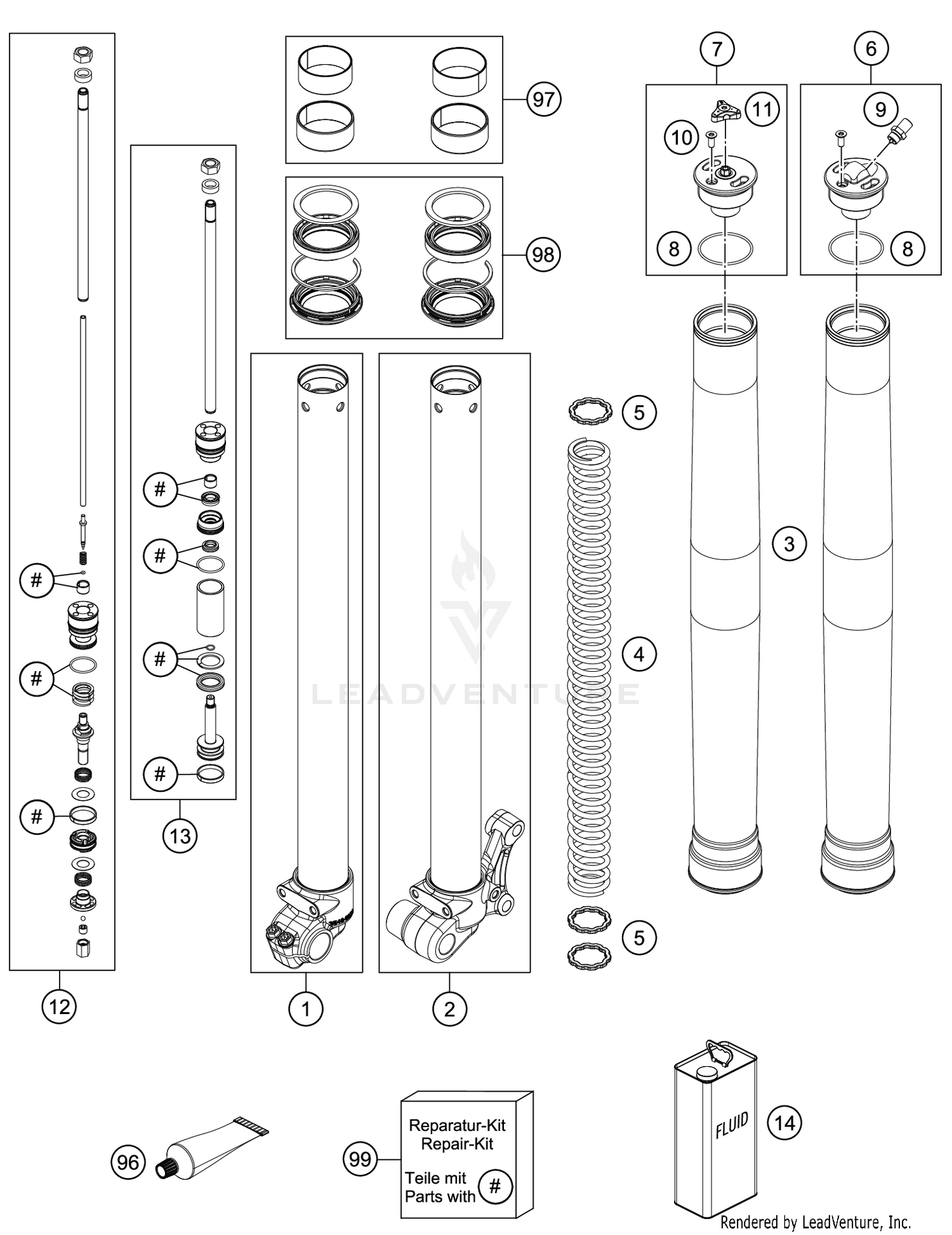FRONT FORK DISASSEMBLED