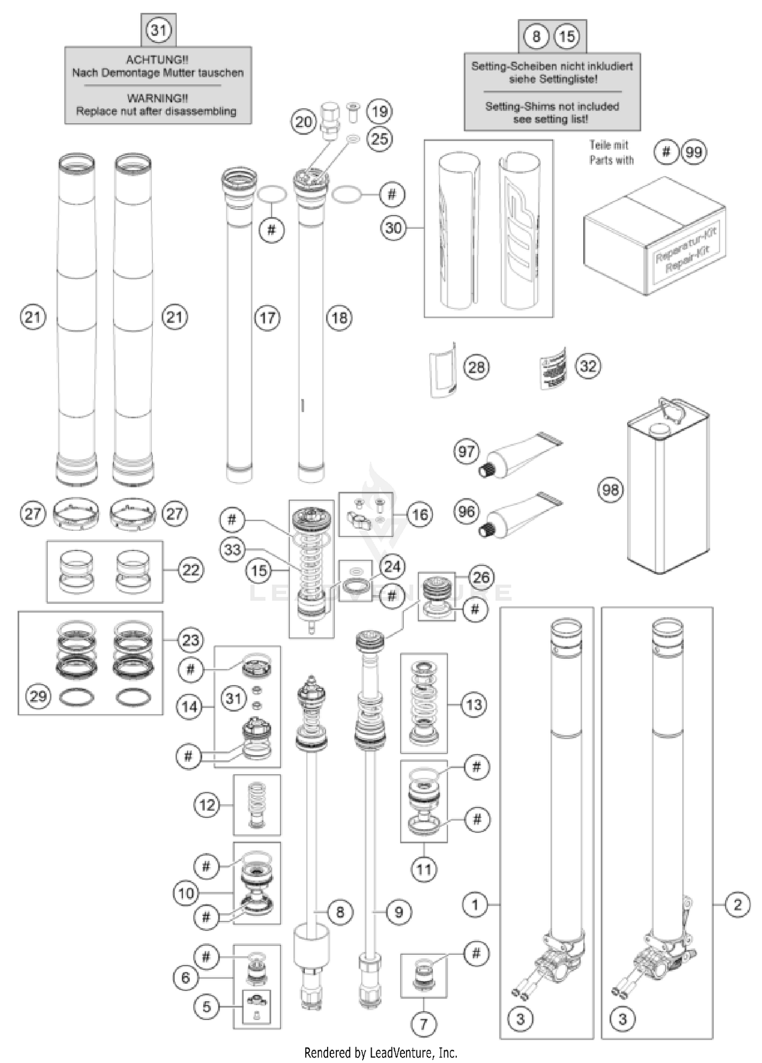 FRONT FORK DISASSEMBLED