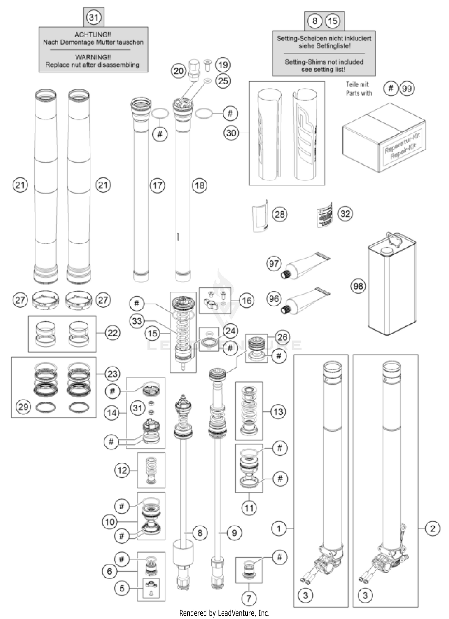 FRONT FORK DISASSEMBLED