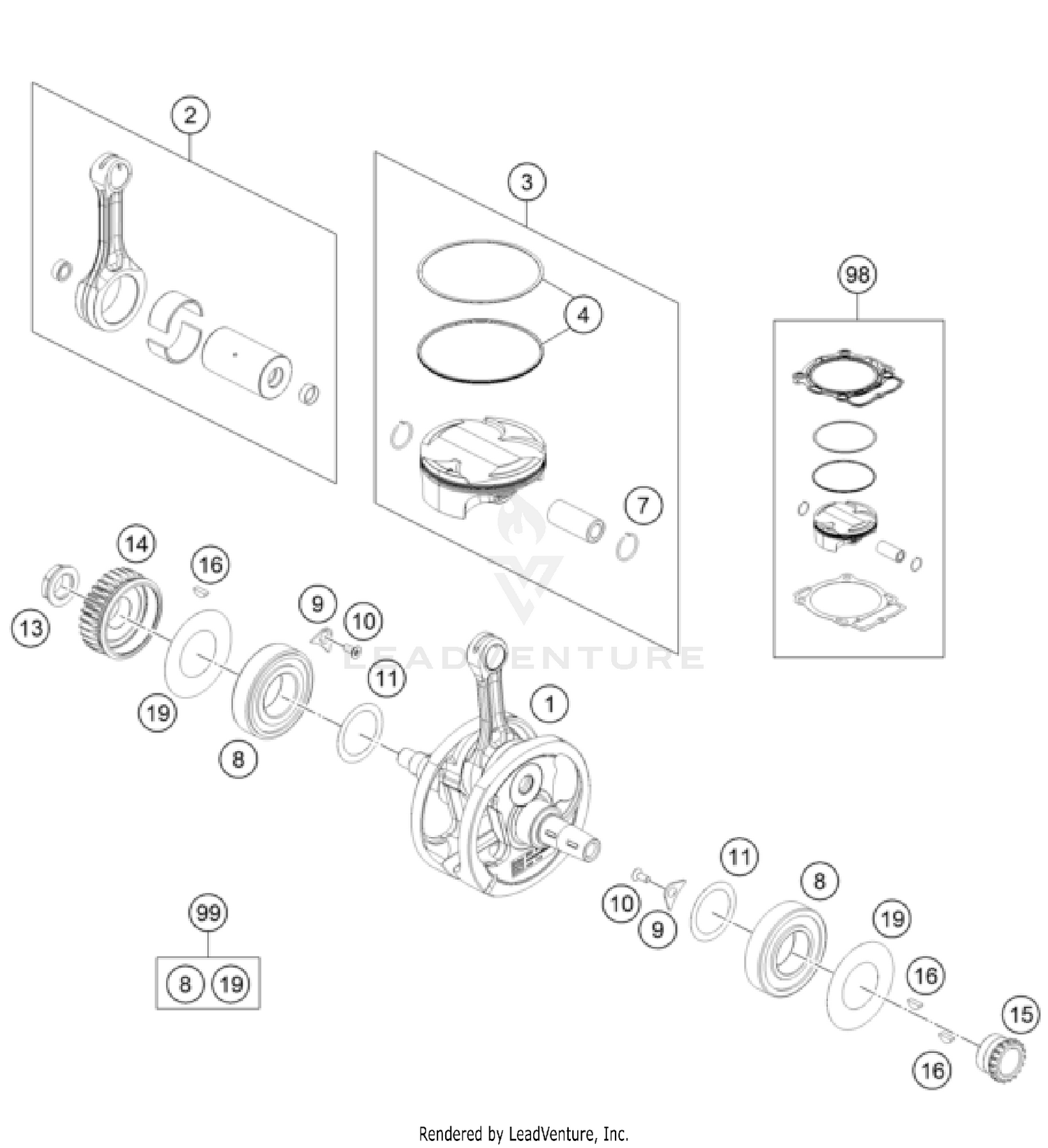 CRANKSHAFT, PISTON