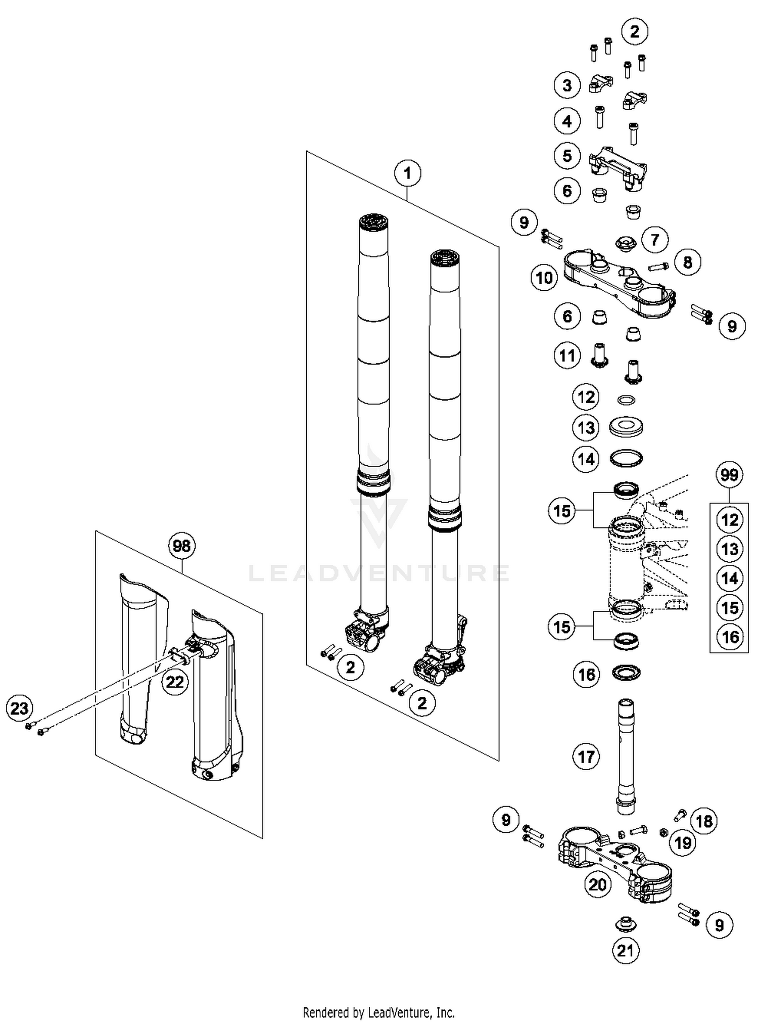 Front Fork, Triple Clamp