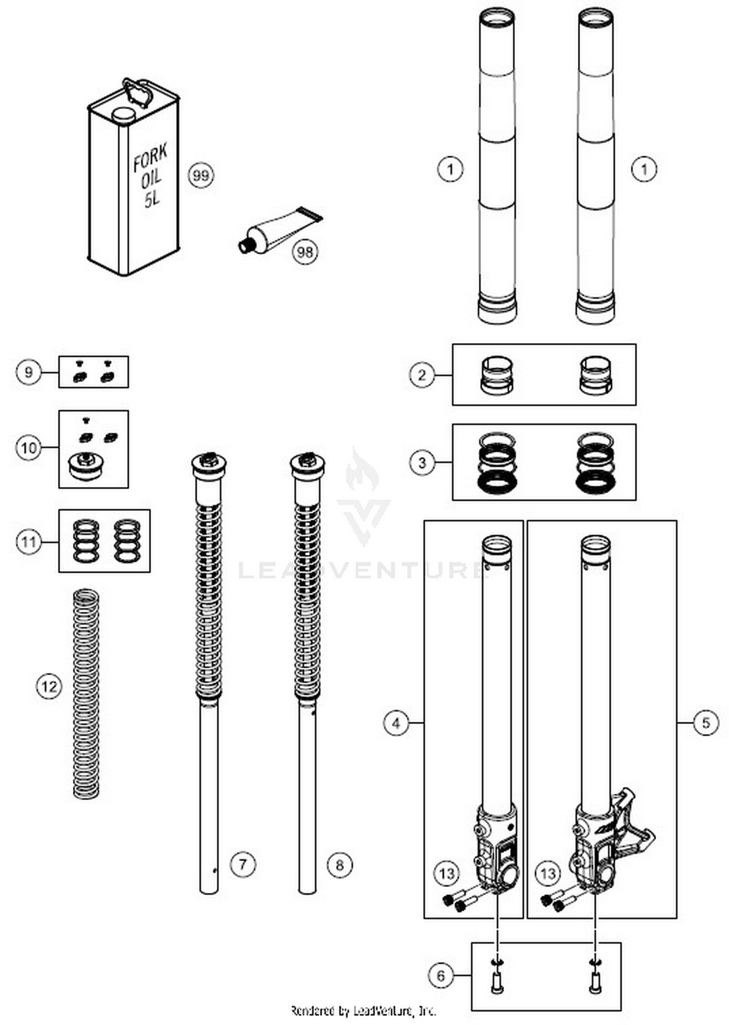 FRONT FORK DISASSEMBLED