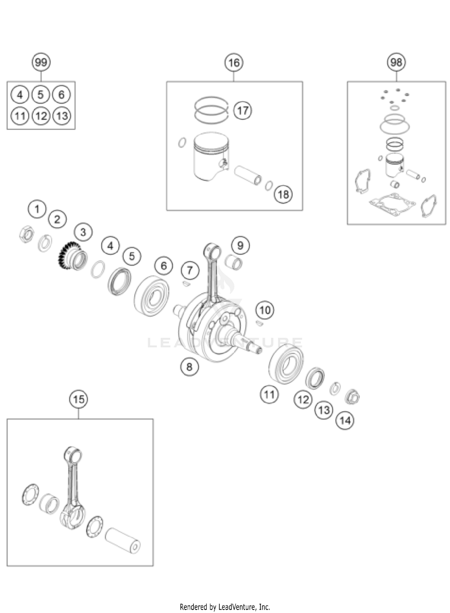 CRANKSHAFT, PISTON