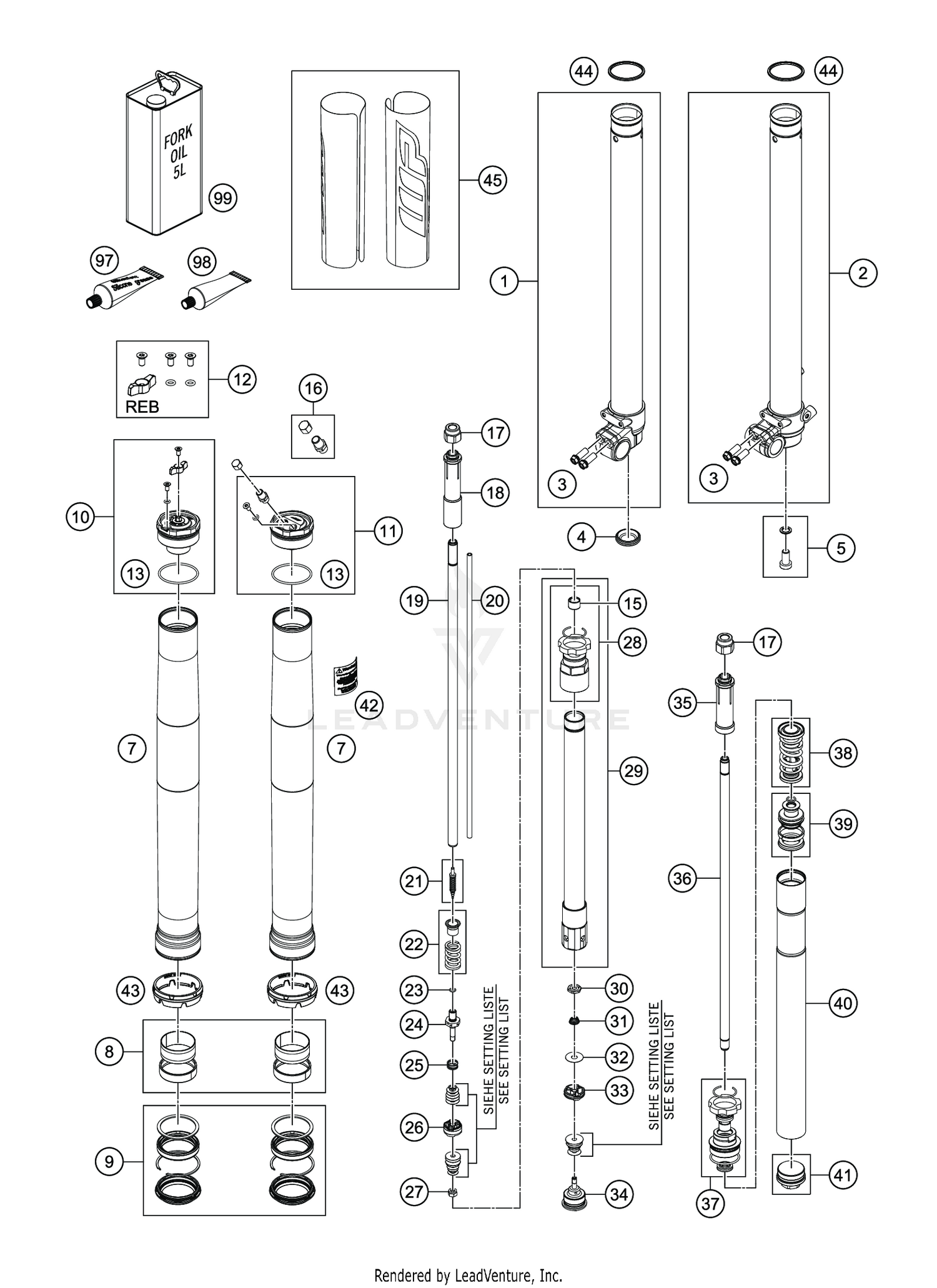 FRONT FORK DISASSEMBLED