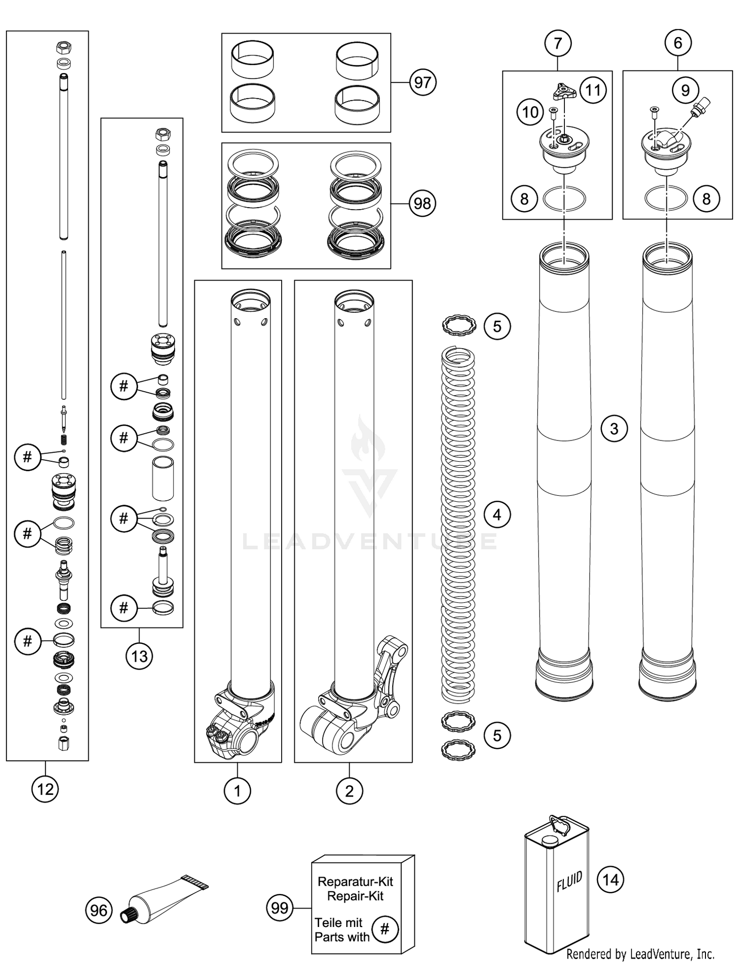 FRONT FORK DISASSEMBLED