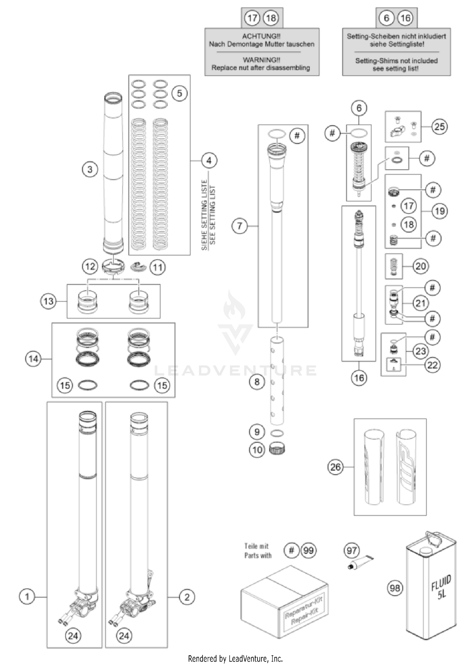 FRONT FORK DISASSEMBLED