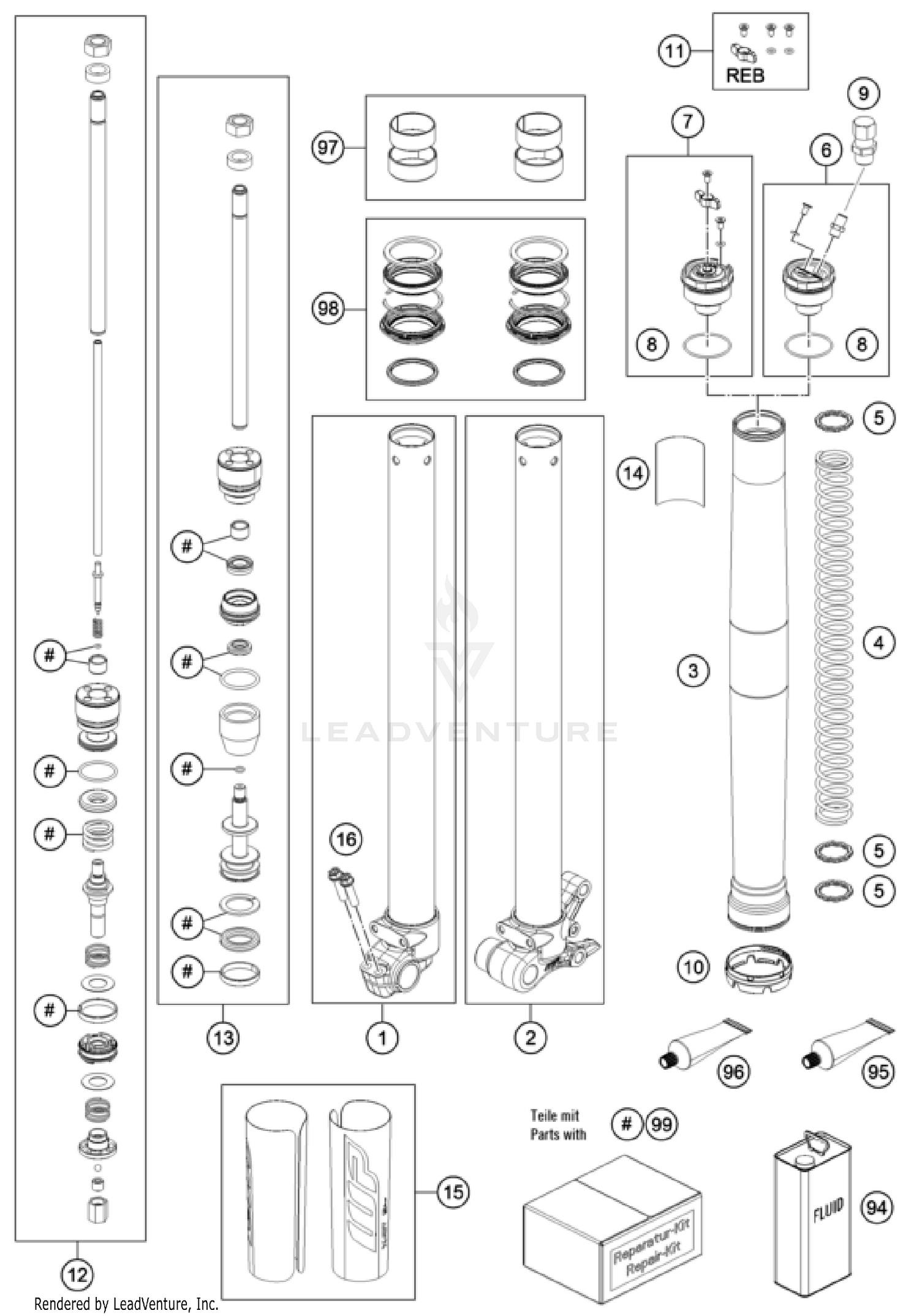 FRONT FORK DISASSEMBLED