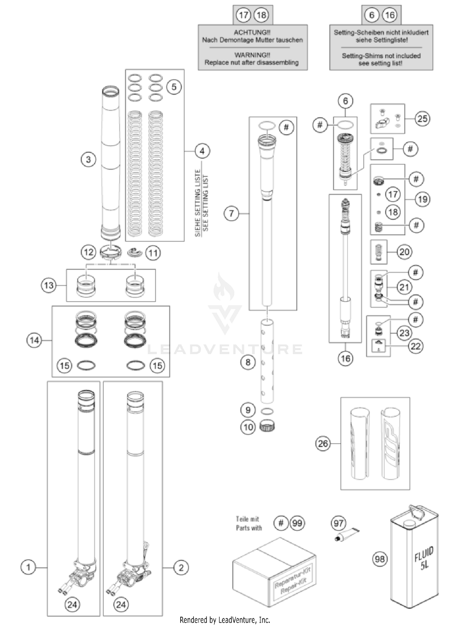 FRONT FORK DISASSEMBLED