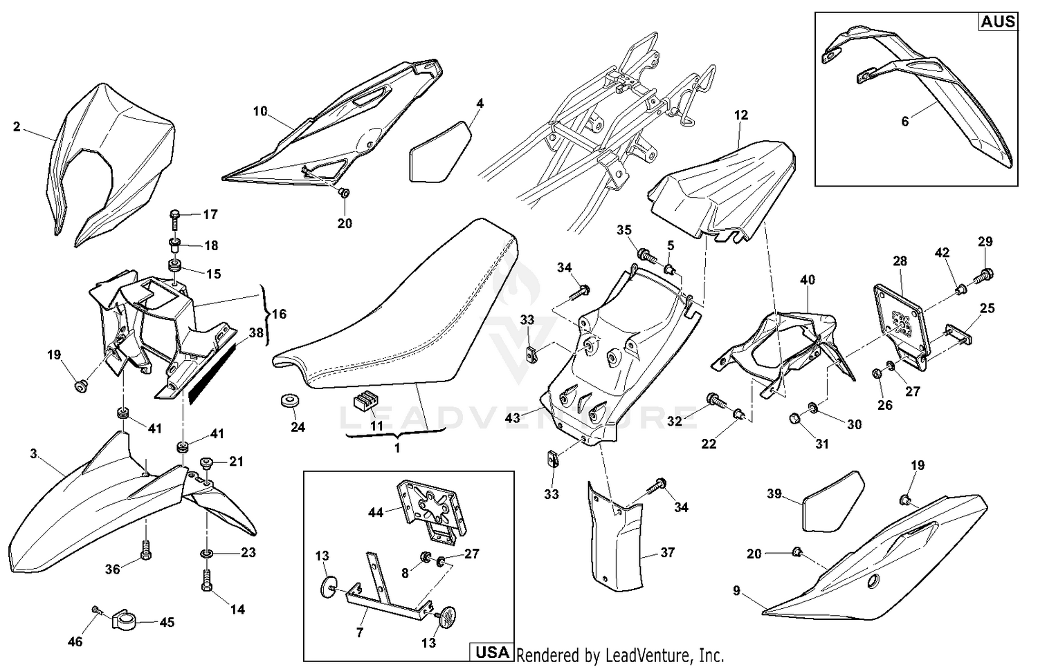 Panel, Fenders, Seat