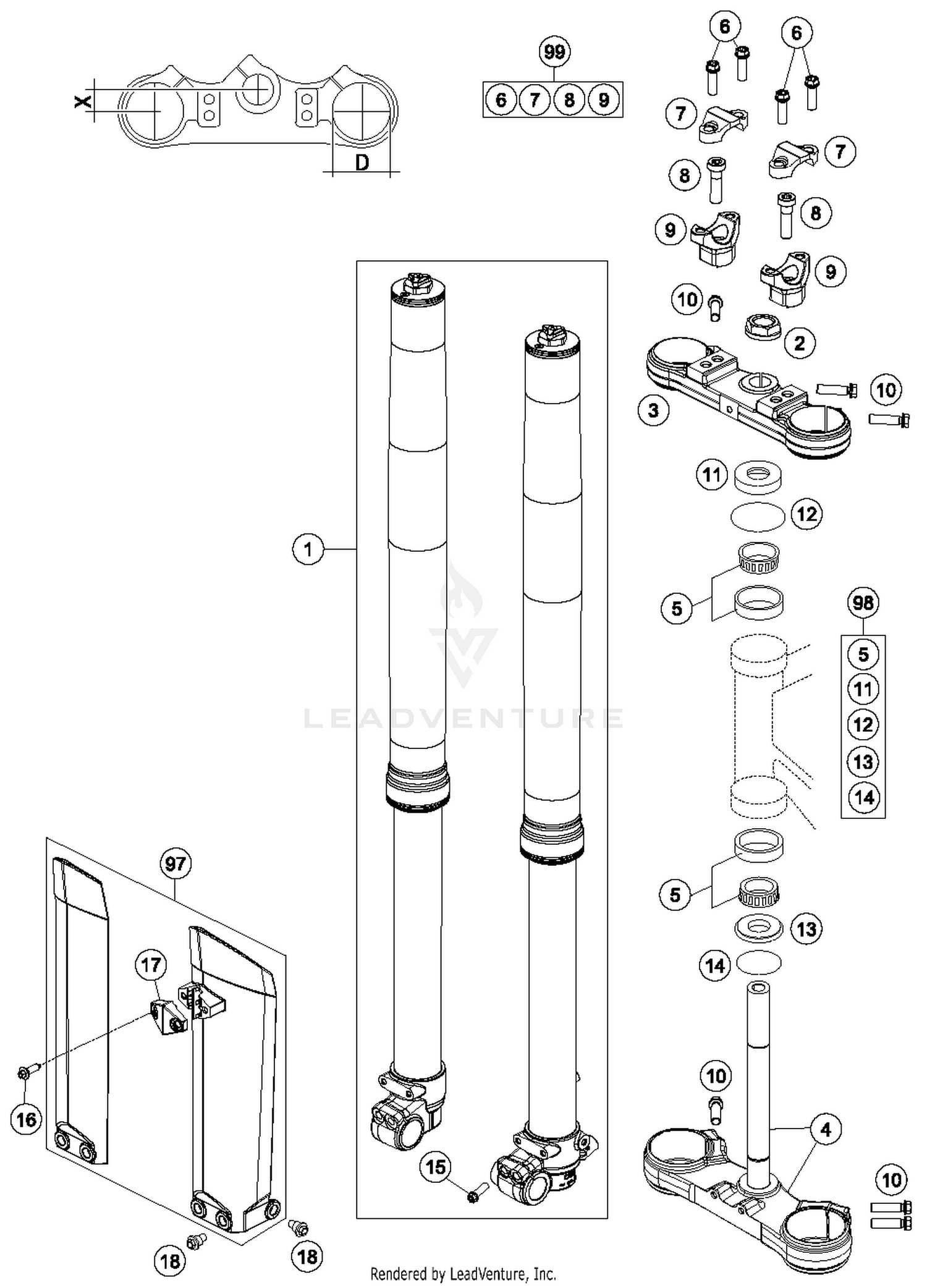 Front Fork, Triple Clamp