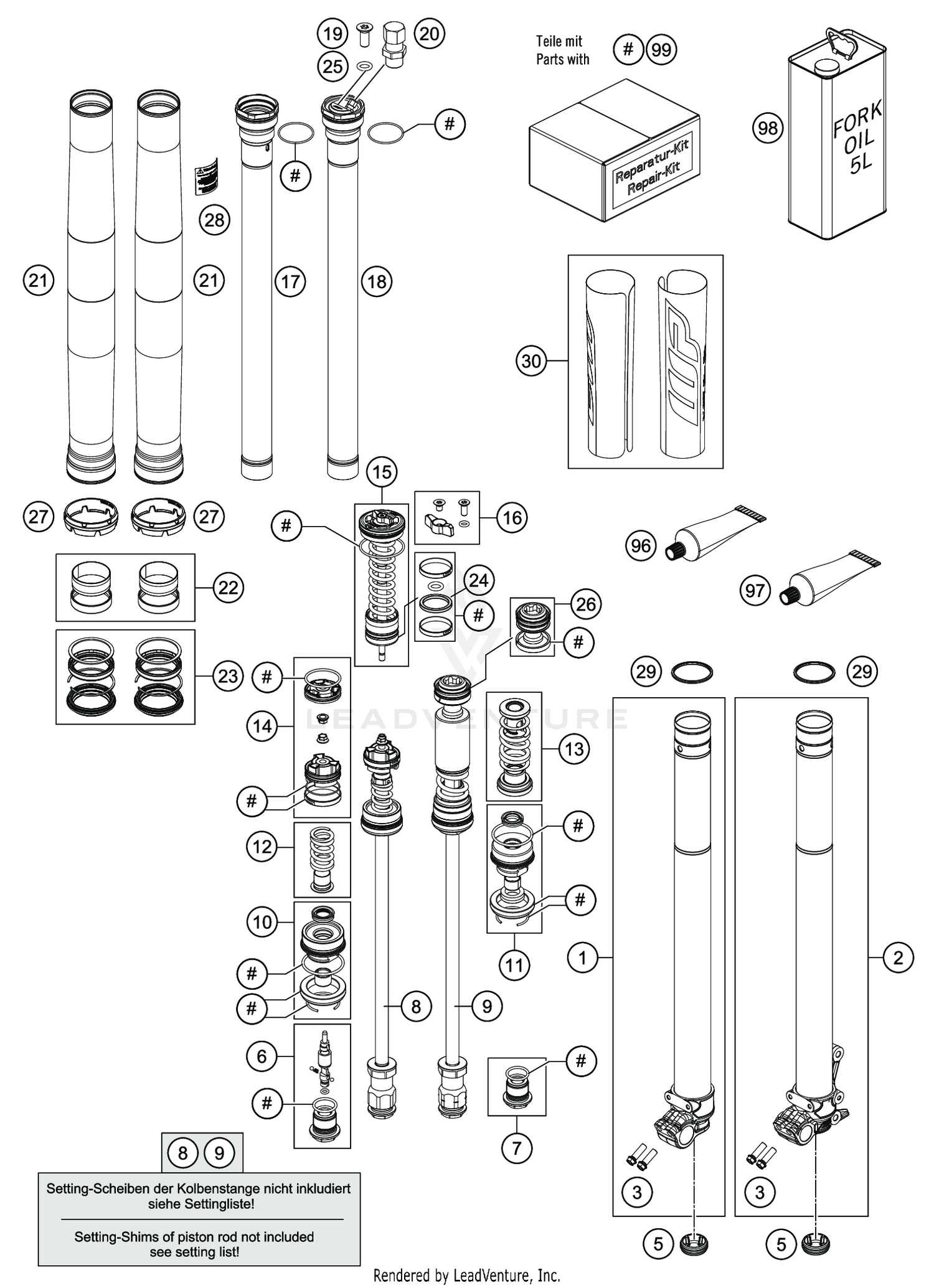 FRONT FORK DISASSEMBLED