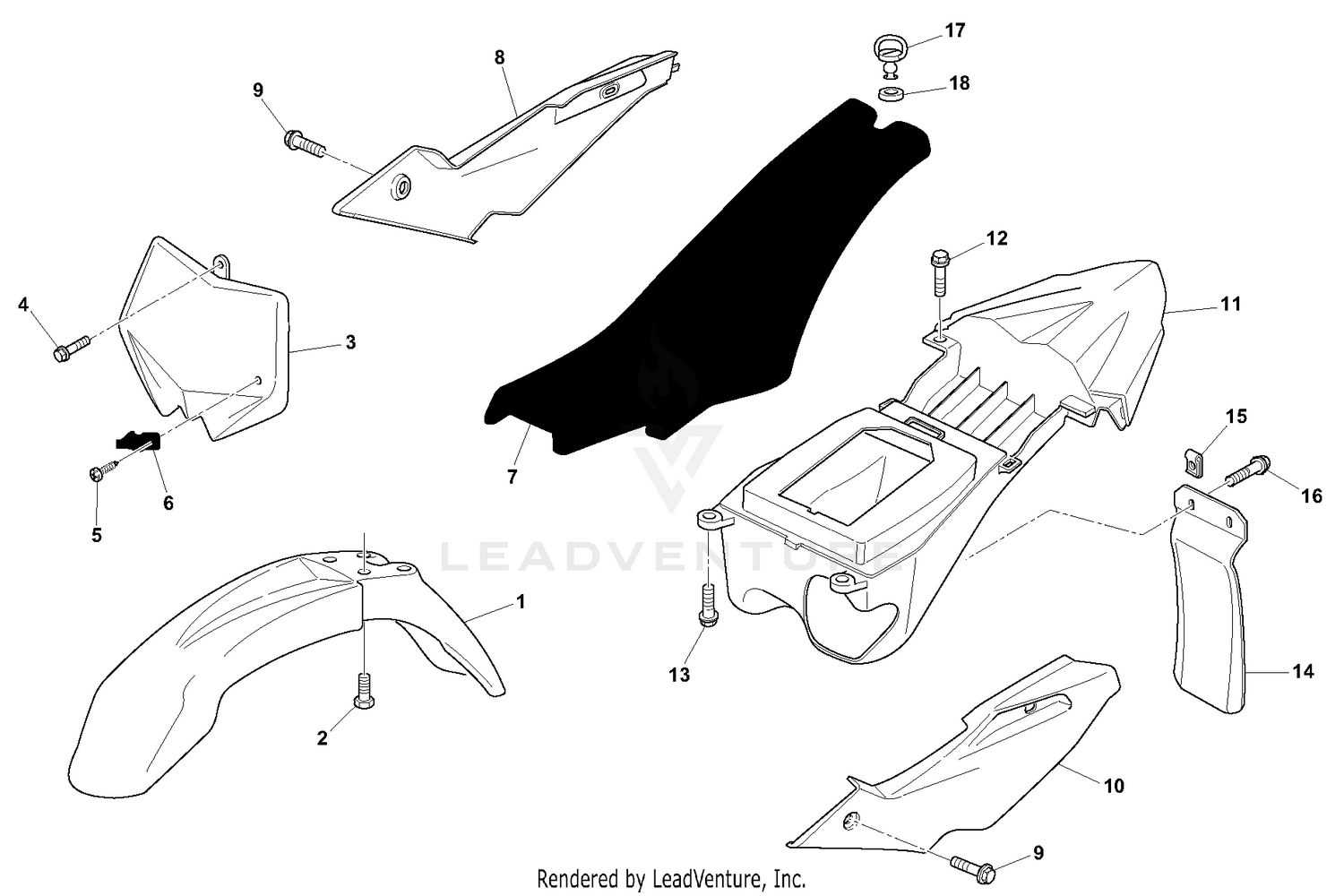Panel, Fenders, Seat