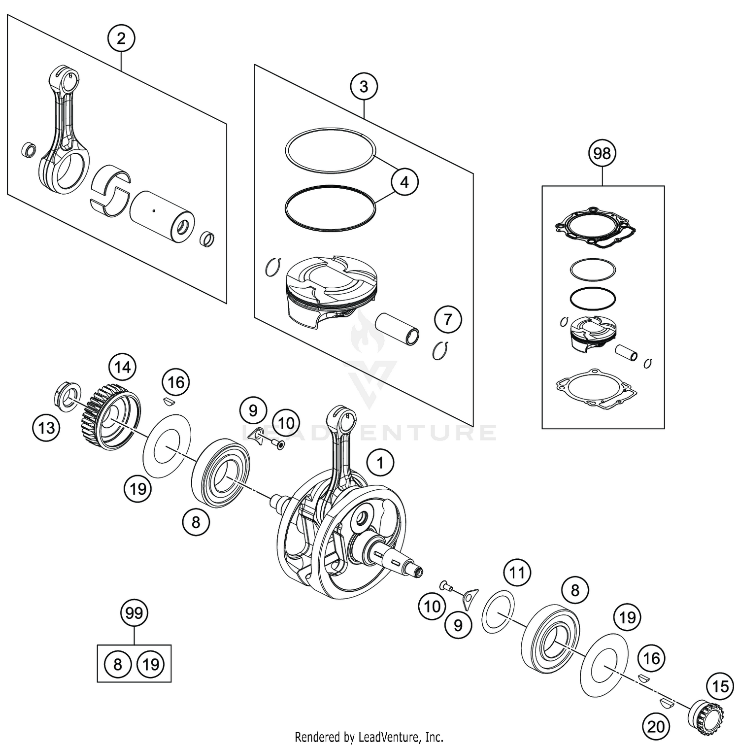 CRANKSHAFT, PISTON