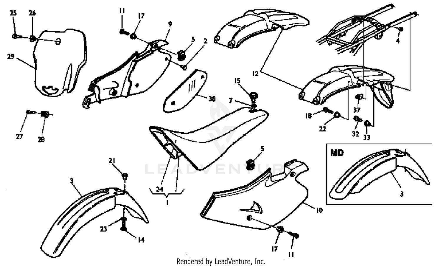 Panel, Fenders, Seat