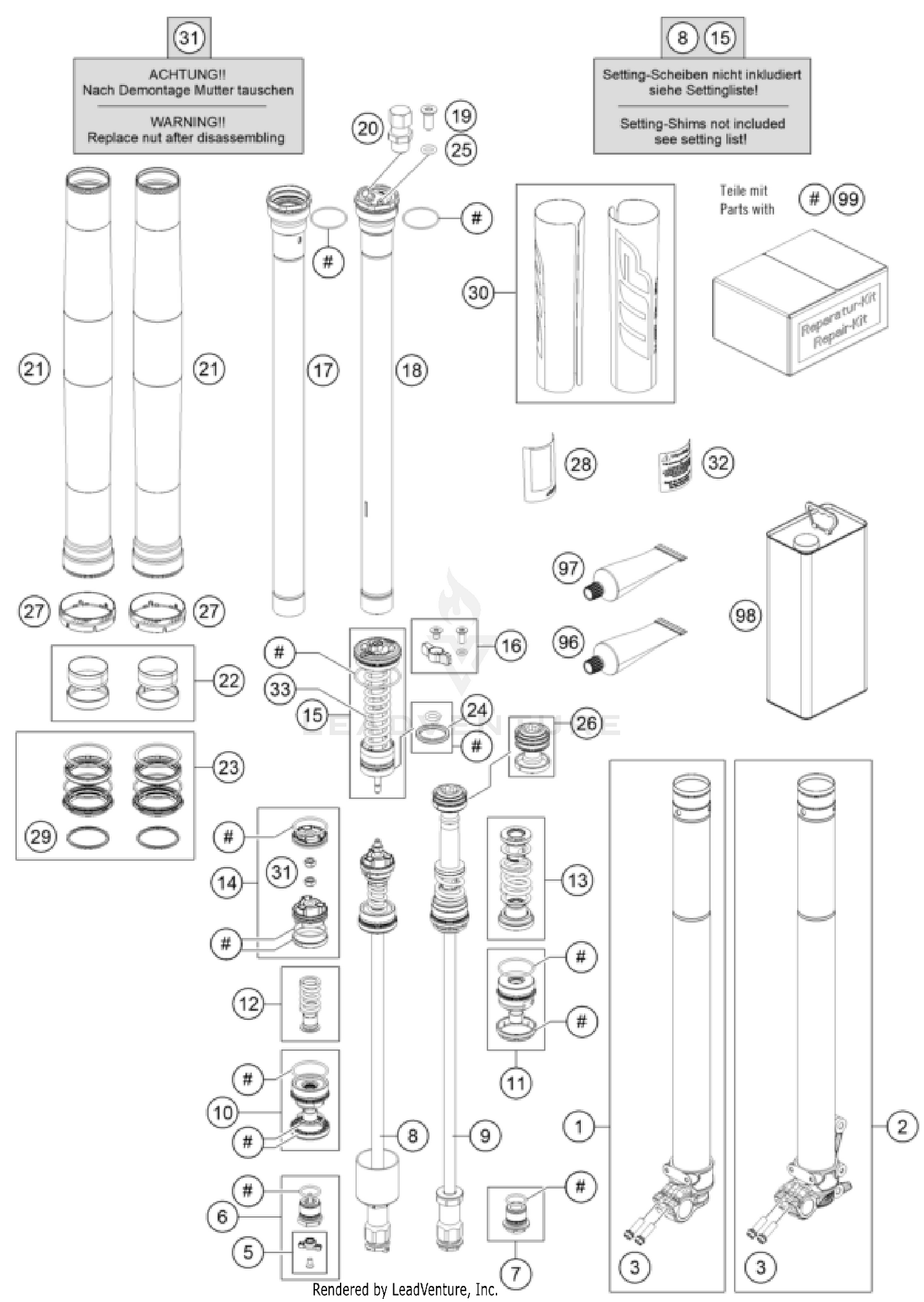 FRONT FORK DISASSEMBLED