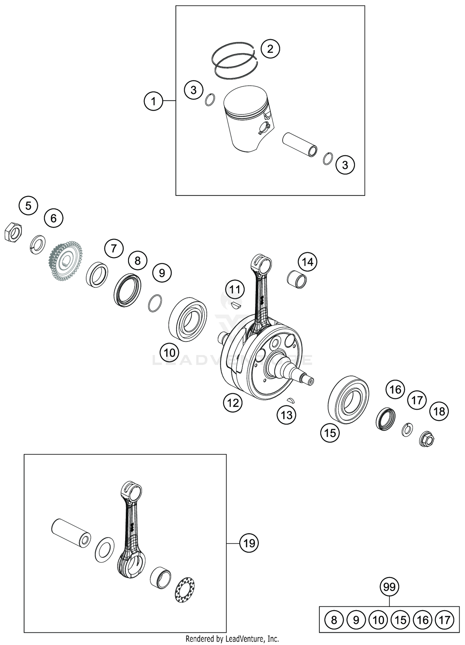 CRANKSHAFT, PISTON