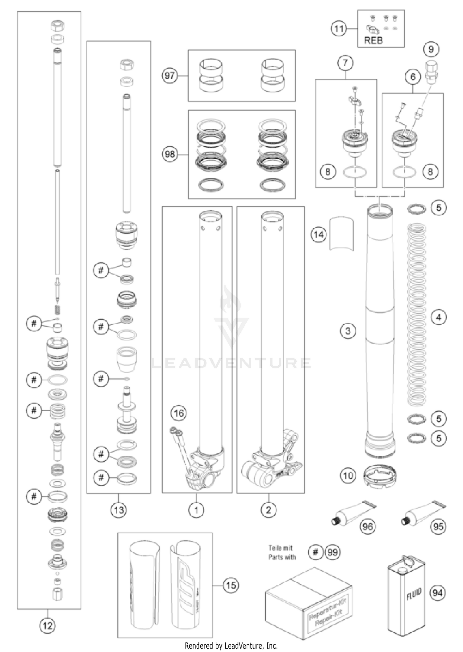 FRONT FORK DISASSEMBLED