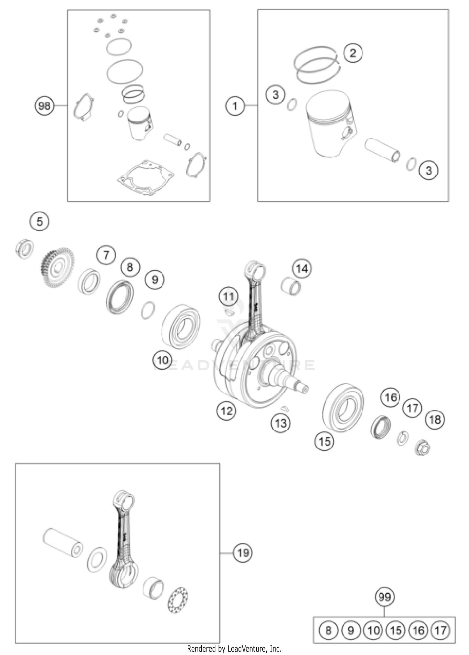 CRANKSHAFT, PISTON