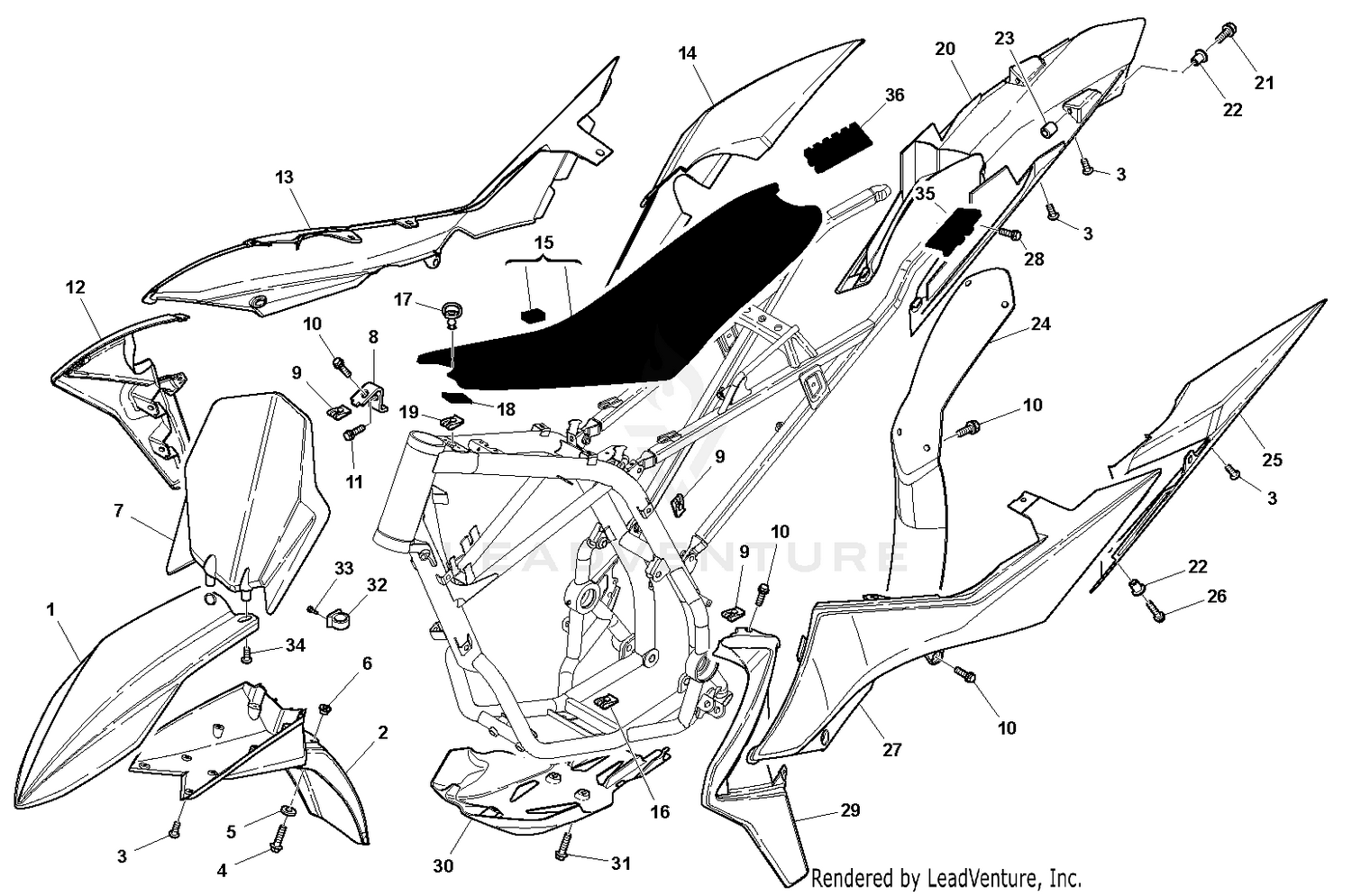 Panel, Fenders, Seat