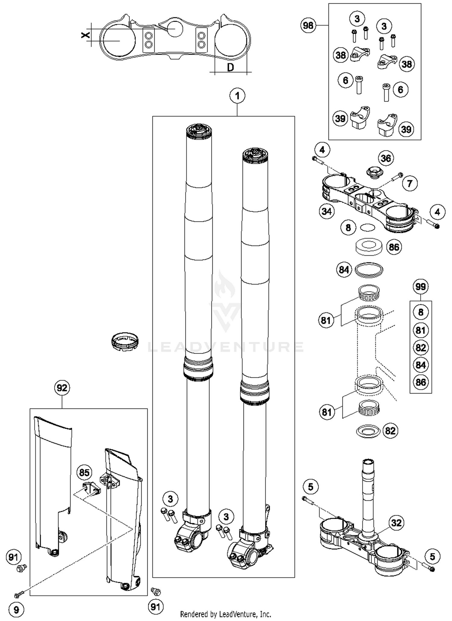 Front Fork, Triple Clamp
