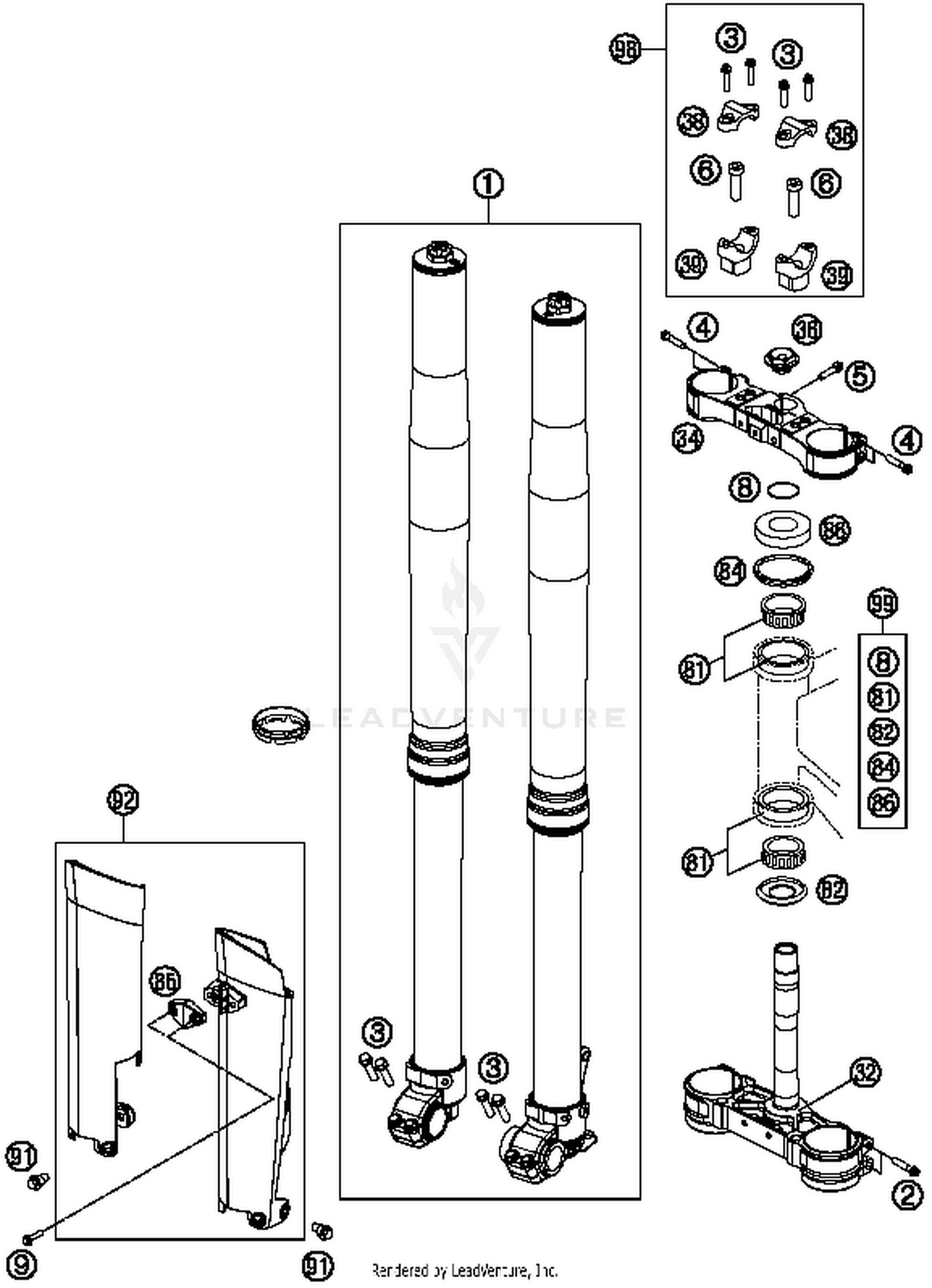 Front Fork, Triple Clamp