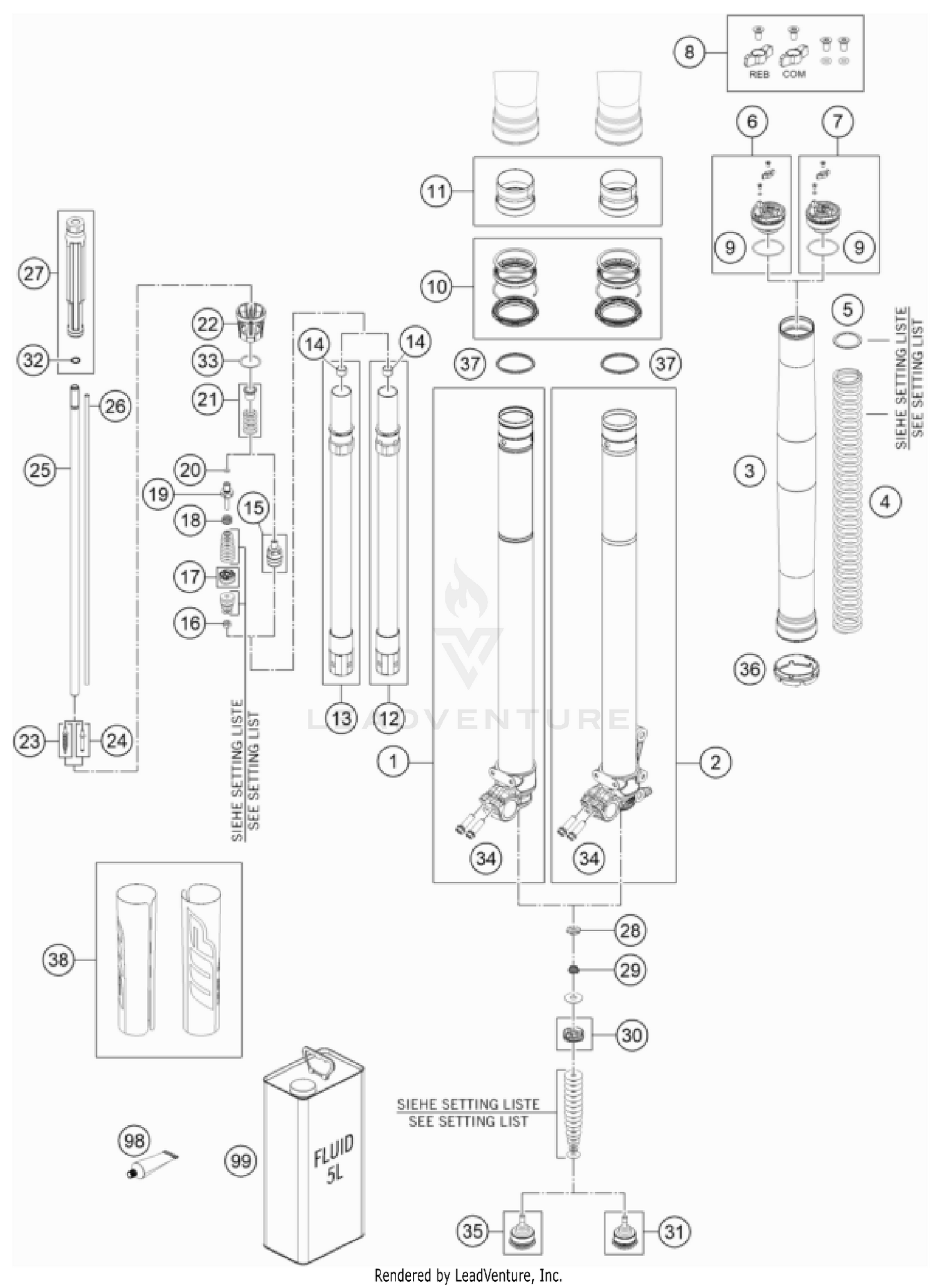 FRONT FORK DISASSEMBLED