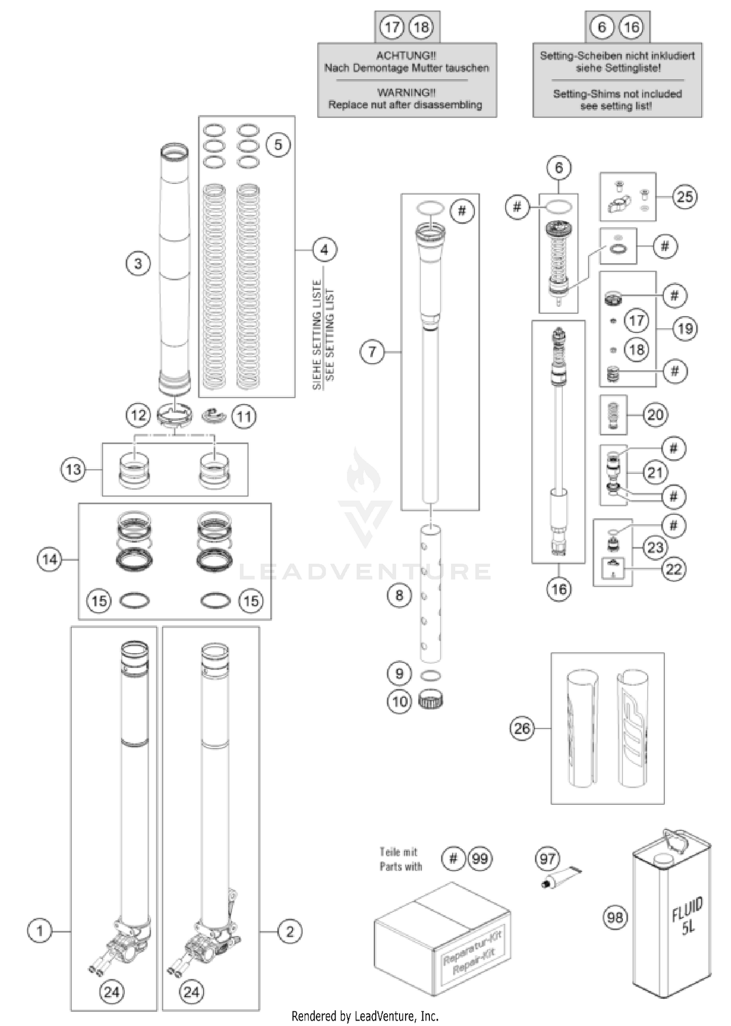 FRONT FORK DISASSEMBLED