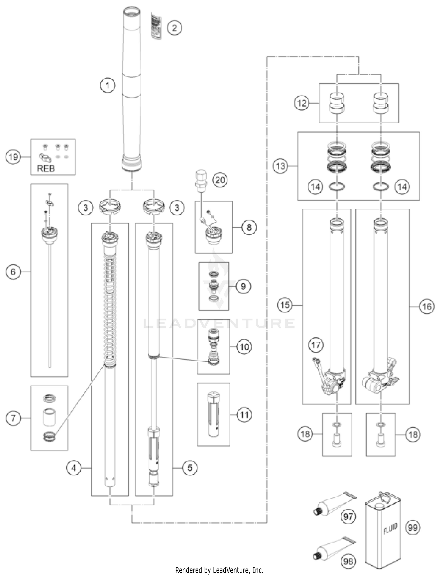 FRONT FORK DISASSEMBLED