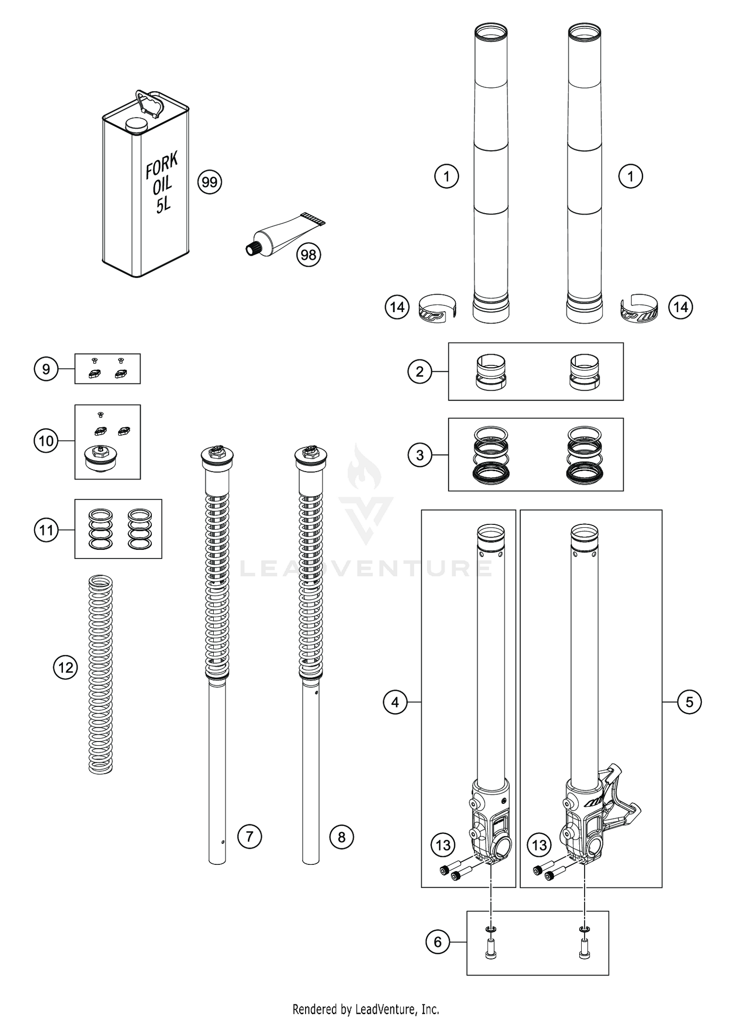 FRONT FORK DISASSEMBLED