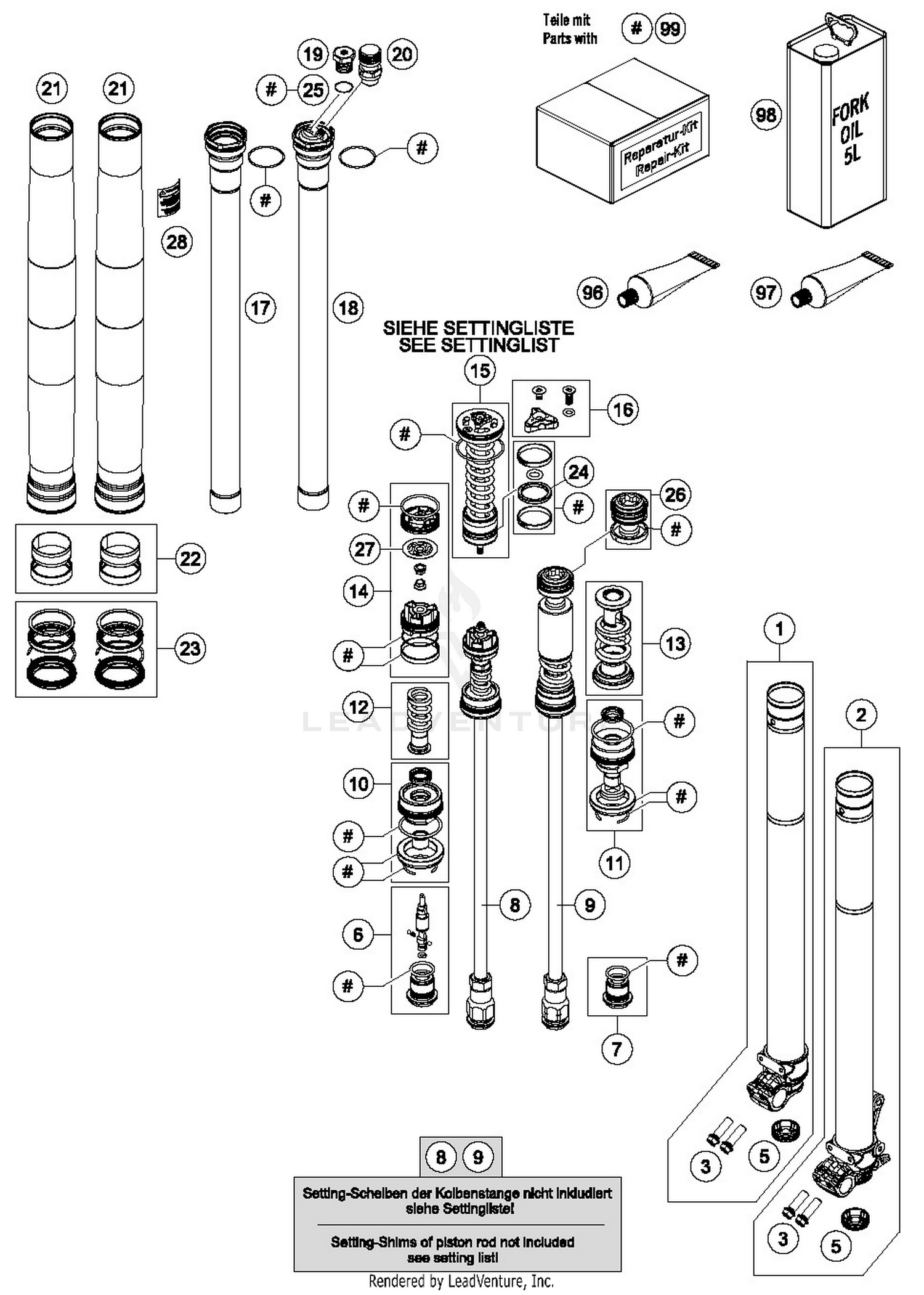 FRONT FORK DISASSEMBLED