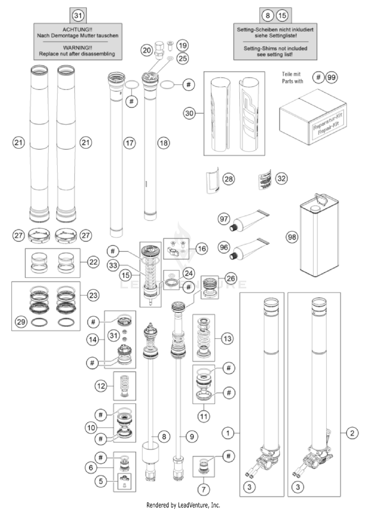 FRONT FORK DISASSEMBLED
