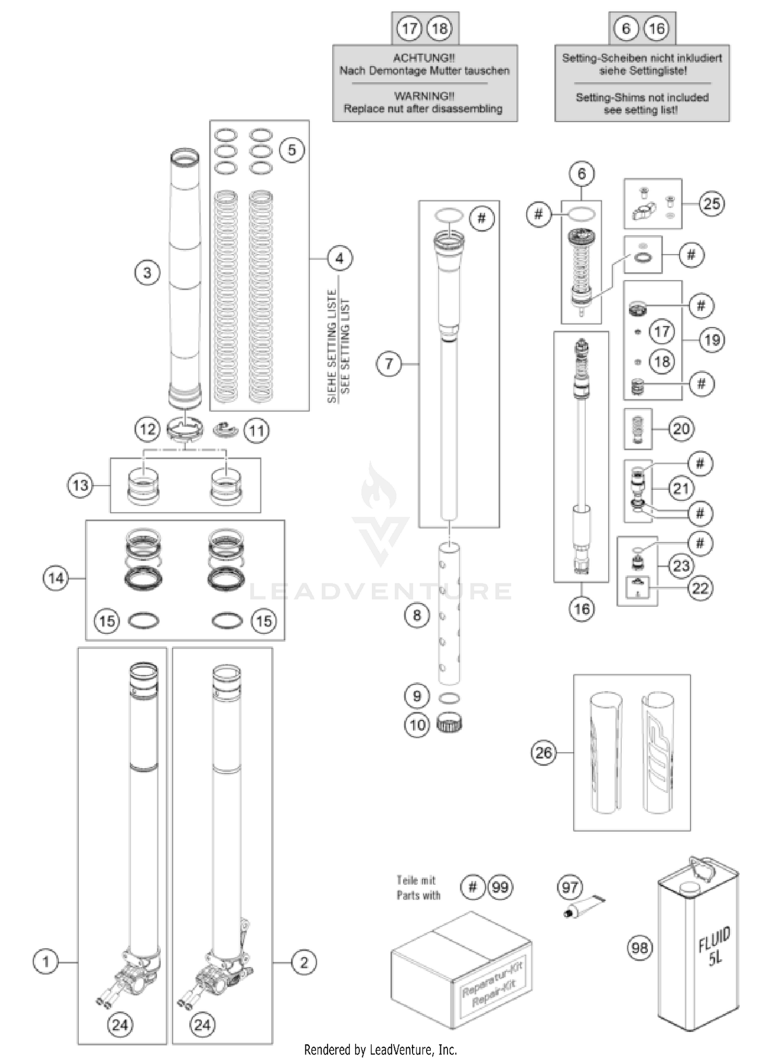 FRONT FORK DISASSEMBLED