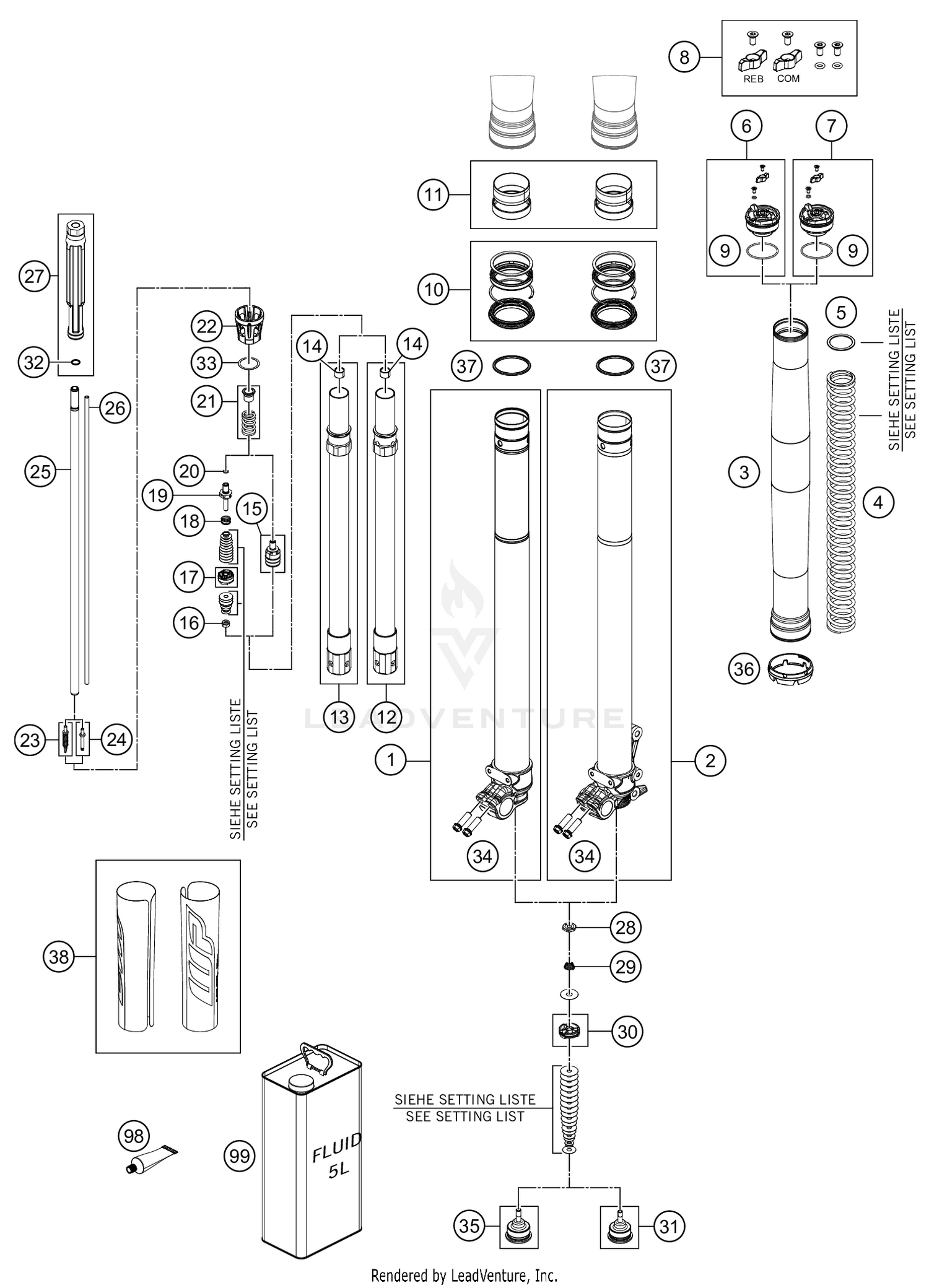FRONT FORK DISASSEMBLED