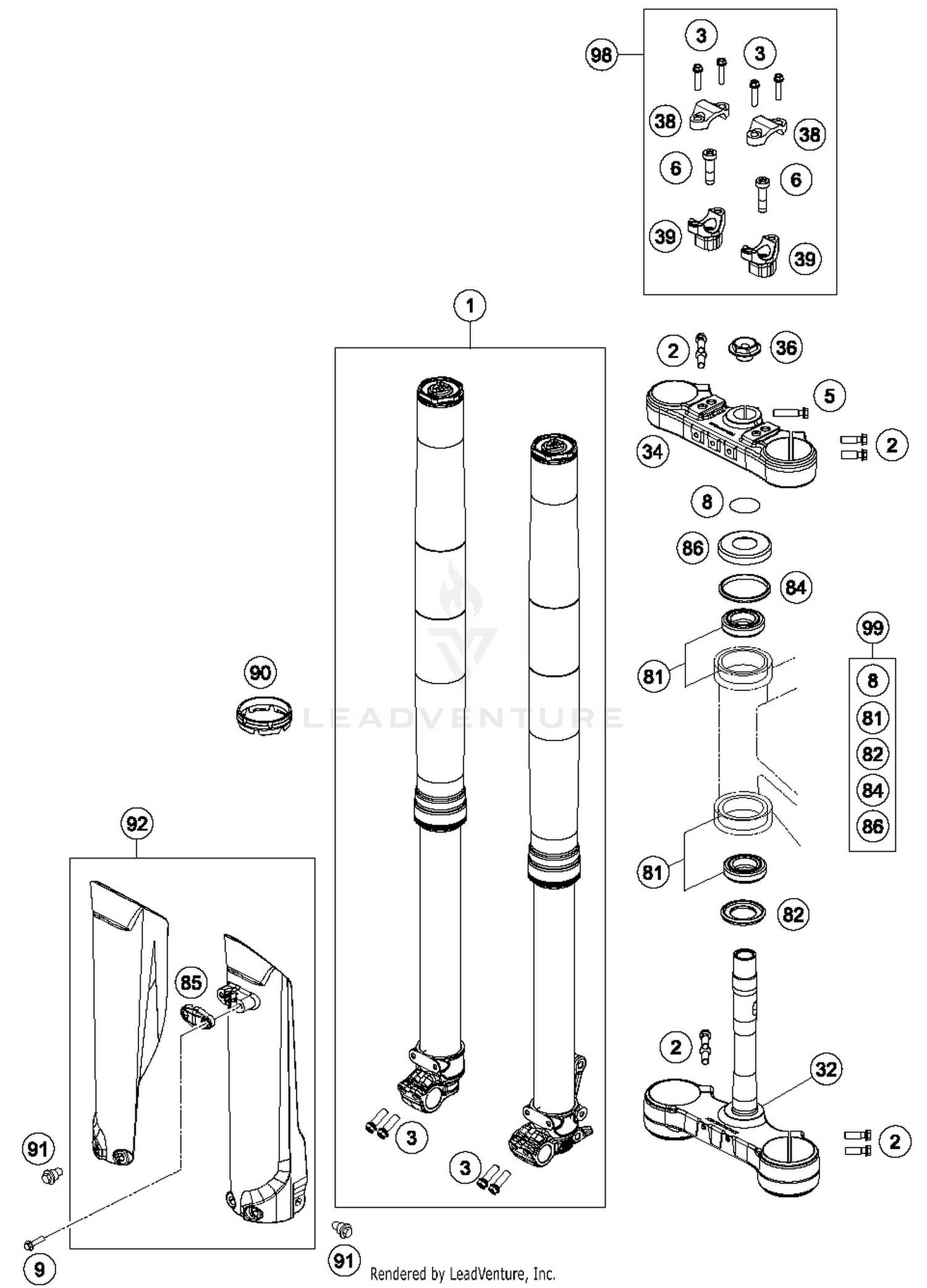 Front Fork, Triple Clamp