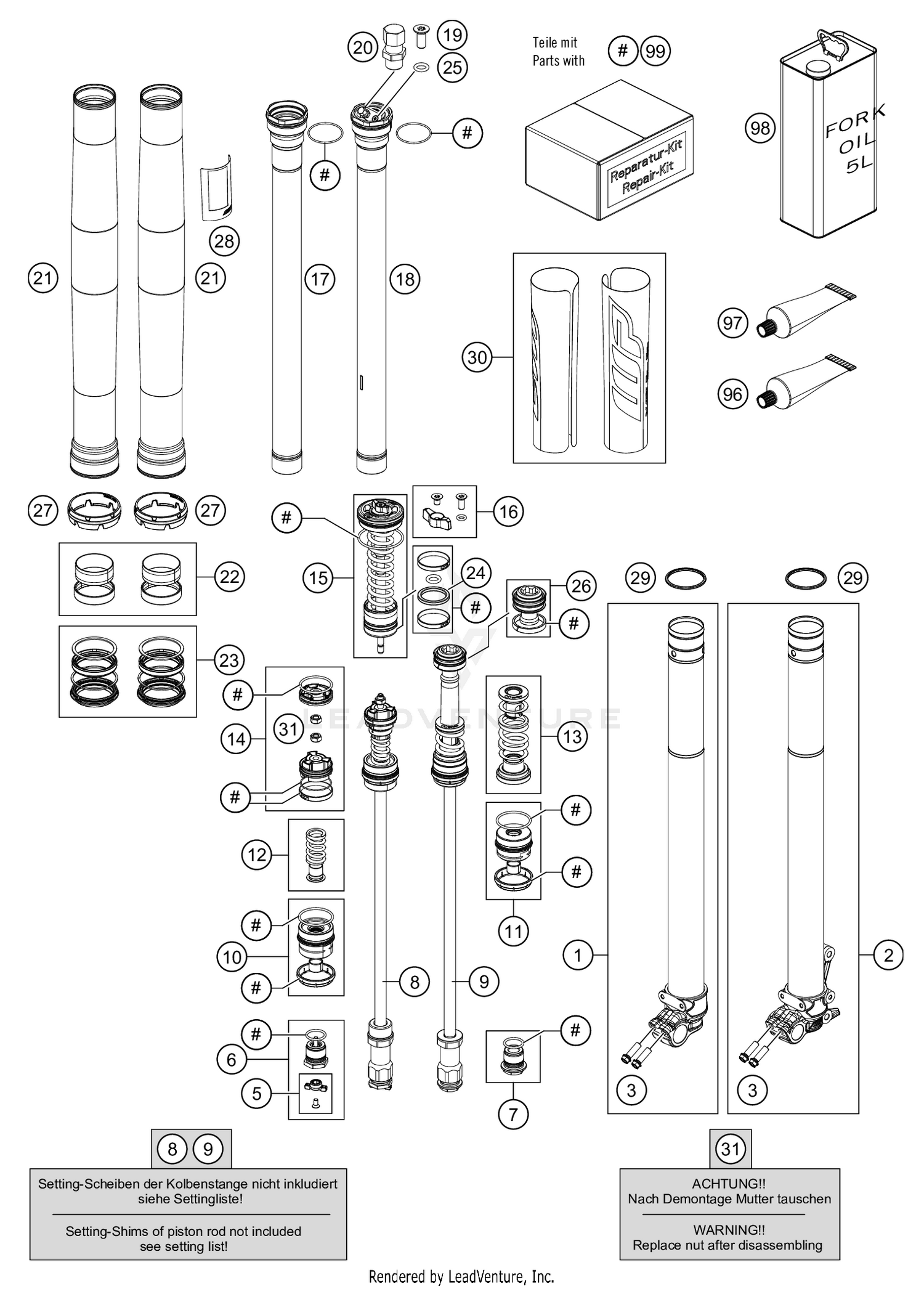 FRONT FORK DISASSEMBLED