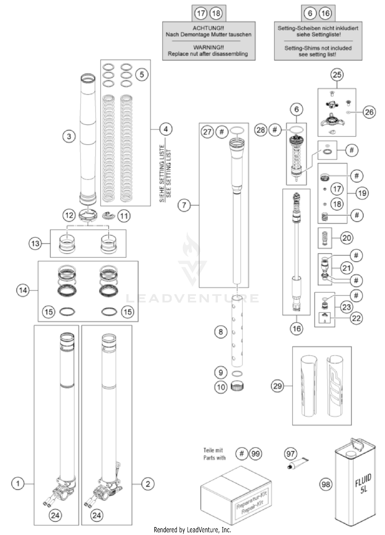 FRONT FORK DISASSEMBLED