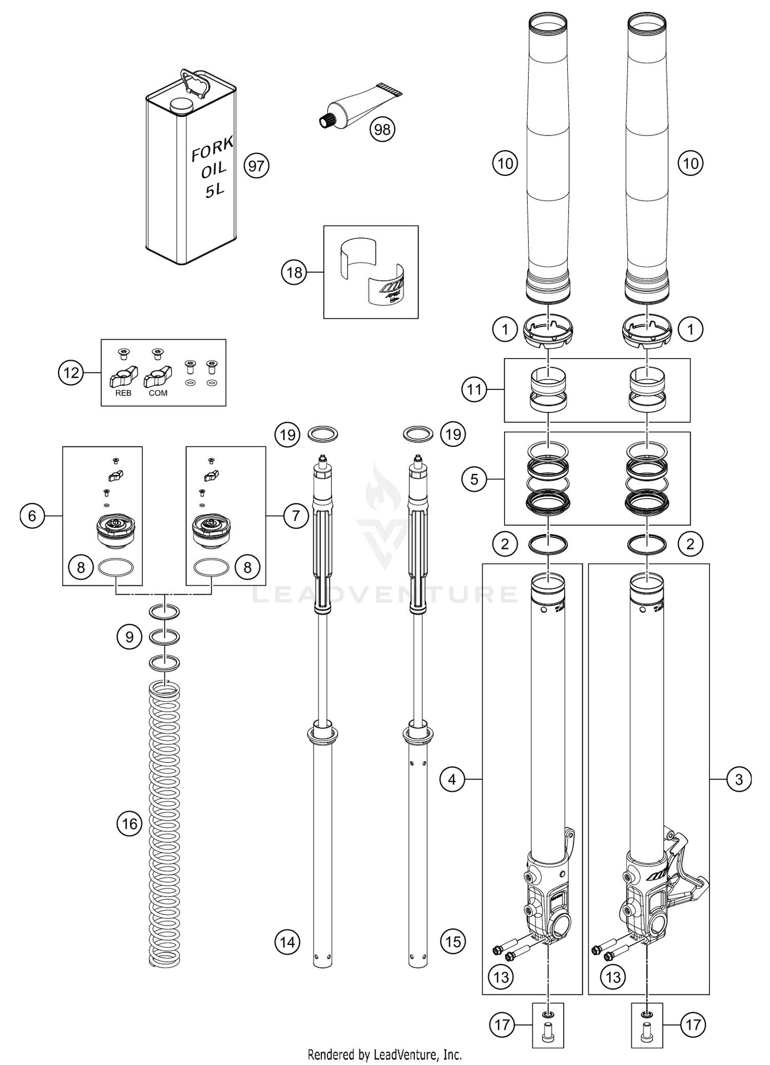 FRONT FORK DISASSEMBLED