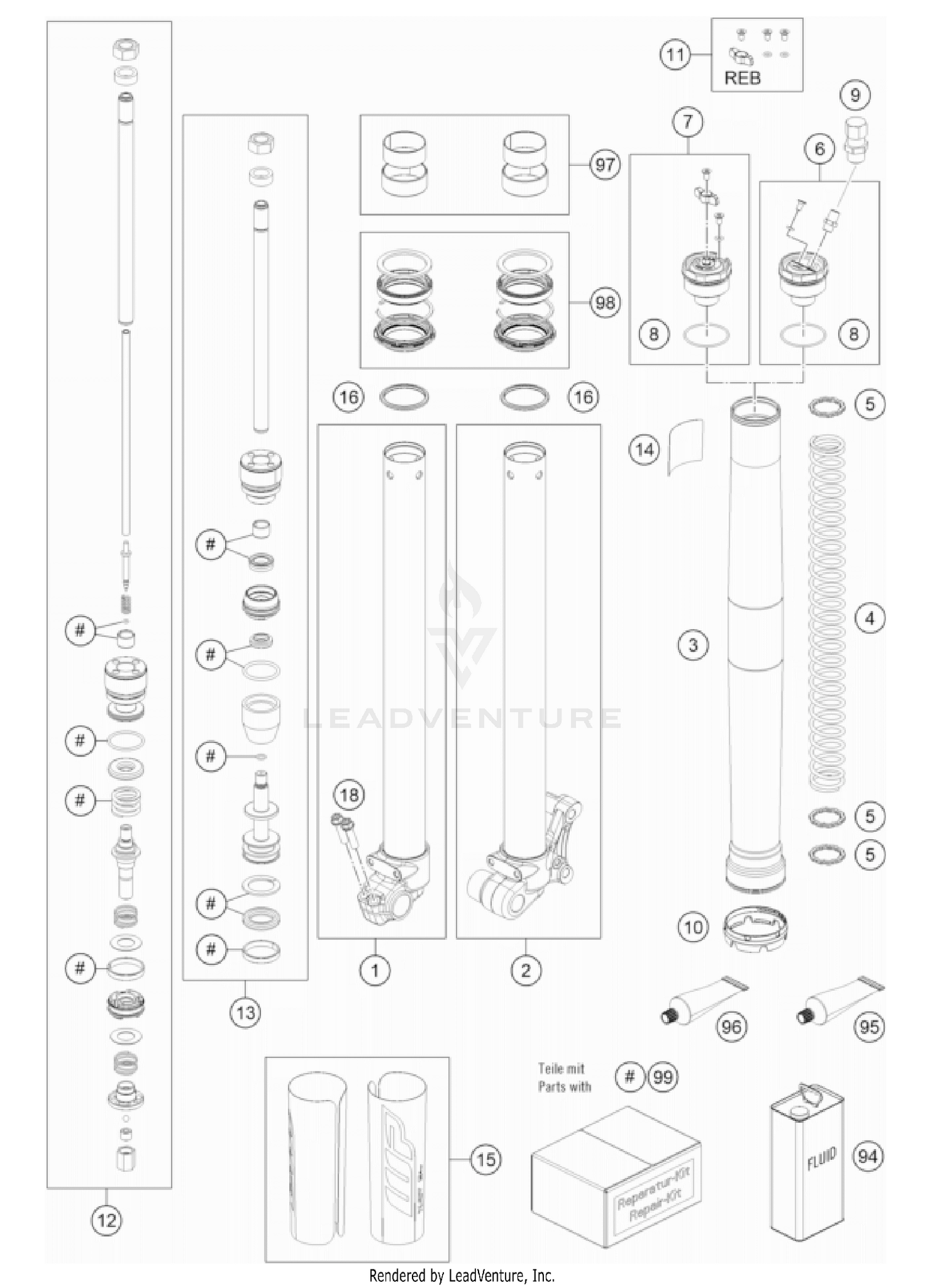 FRONT FORK DISASSEMBLED