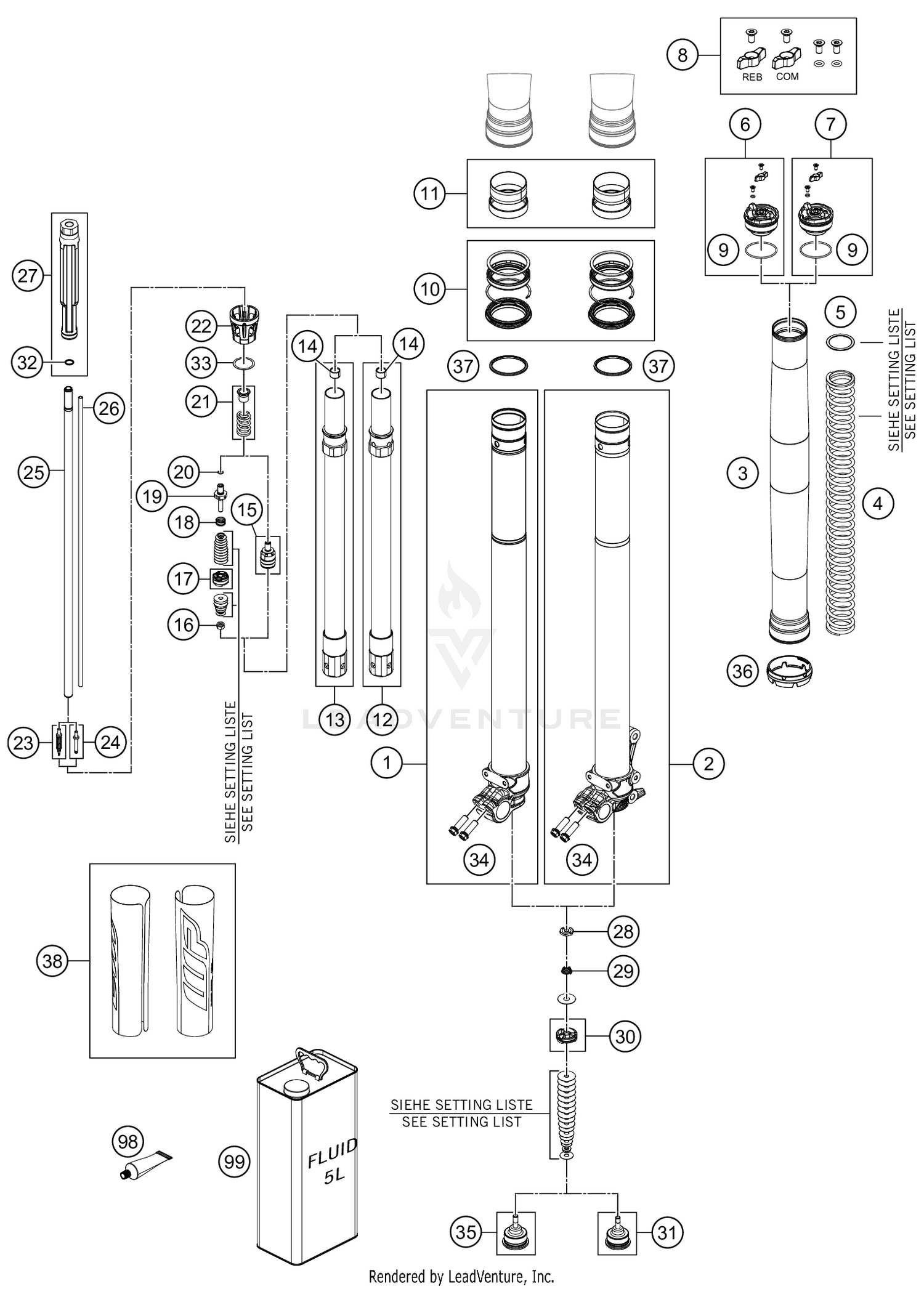 FRONT FORK DISASSEMBLED