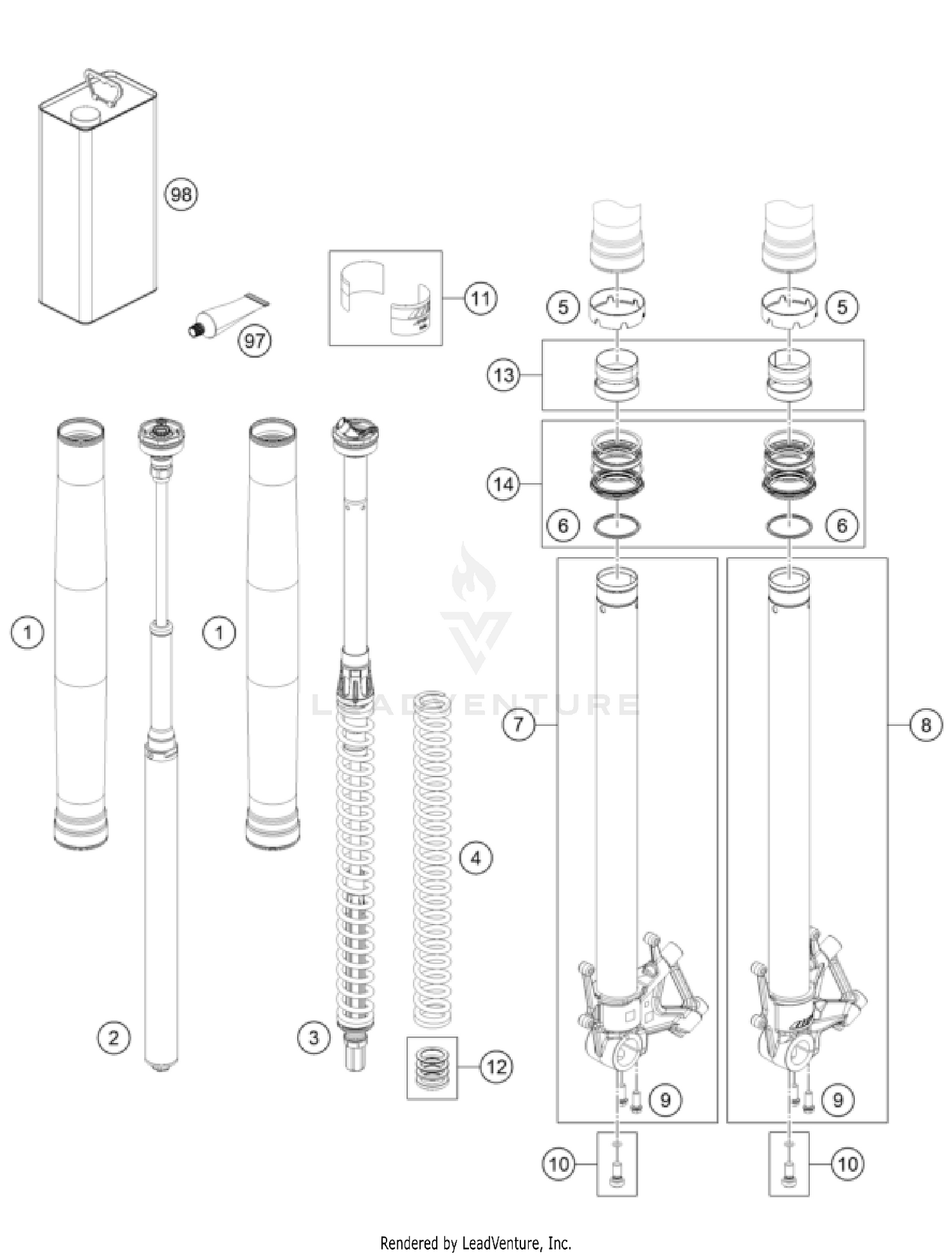 FRONT FORK DISASSEMBLED