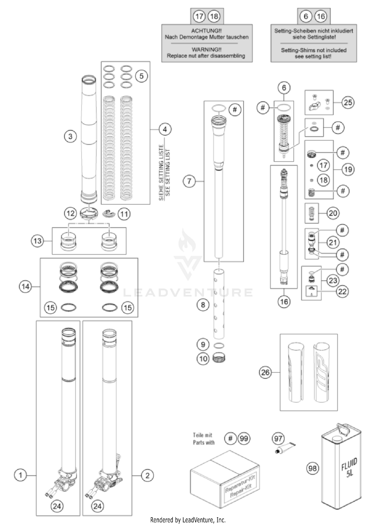 FRONT FORK DISASSEMBLED